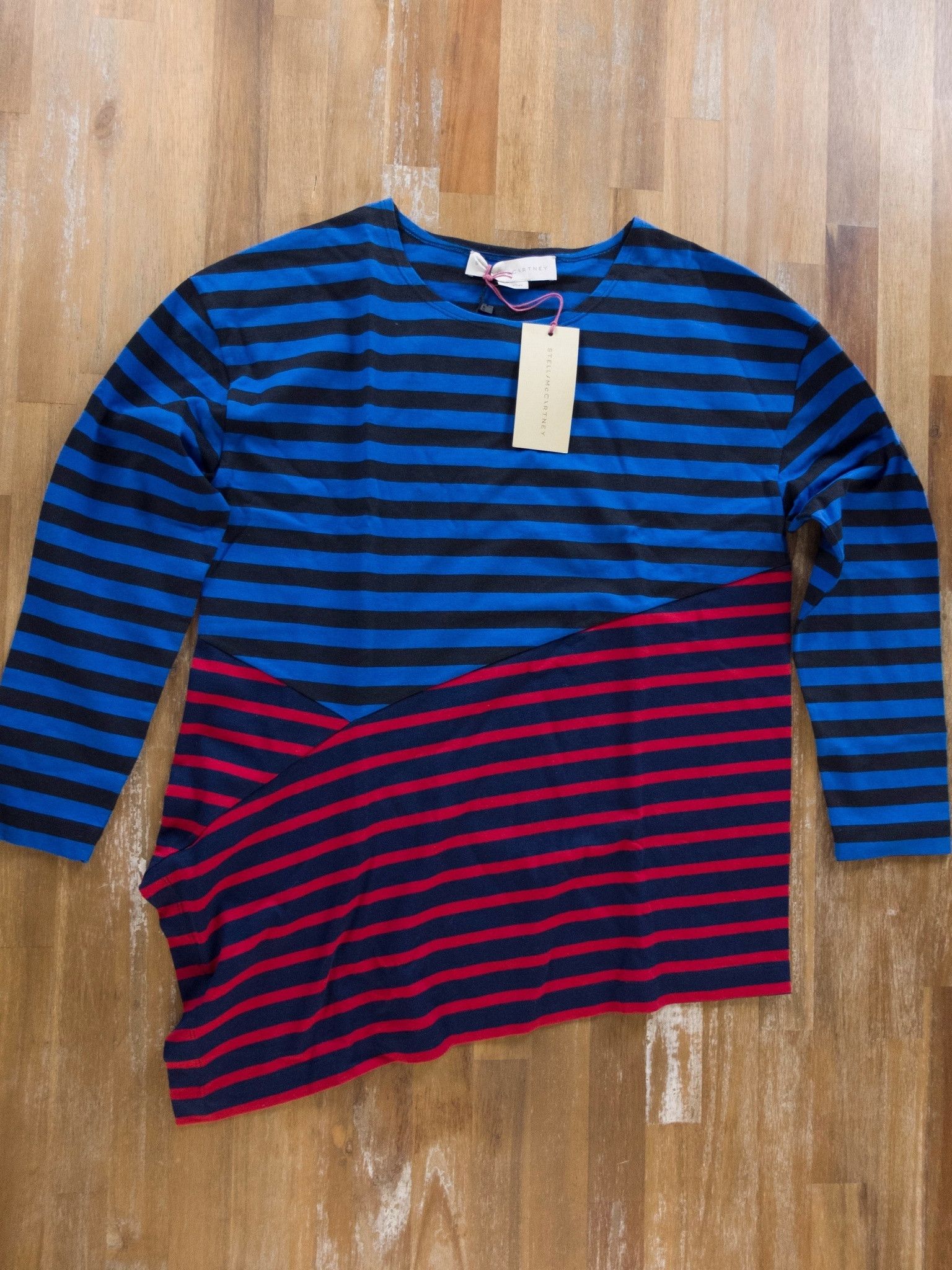 Stella McCartney STELLA MCCARTNEY asymmetric striped cotton t-shirt 38 4 Size XS / US 0-2 / IT 36-38 - 1 Thumbnail