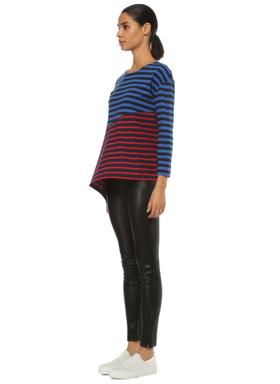 Stella McCartney STELLA MCCARTNEY asymmetric striped cotton t-shirt 38 4 Size XS / US 0-2 / IT 36-38 - 2 Thumbnail