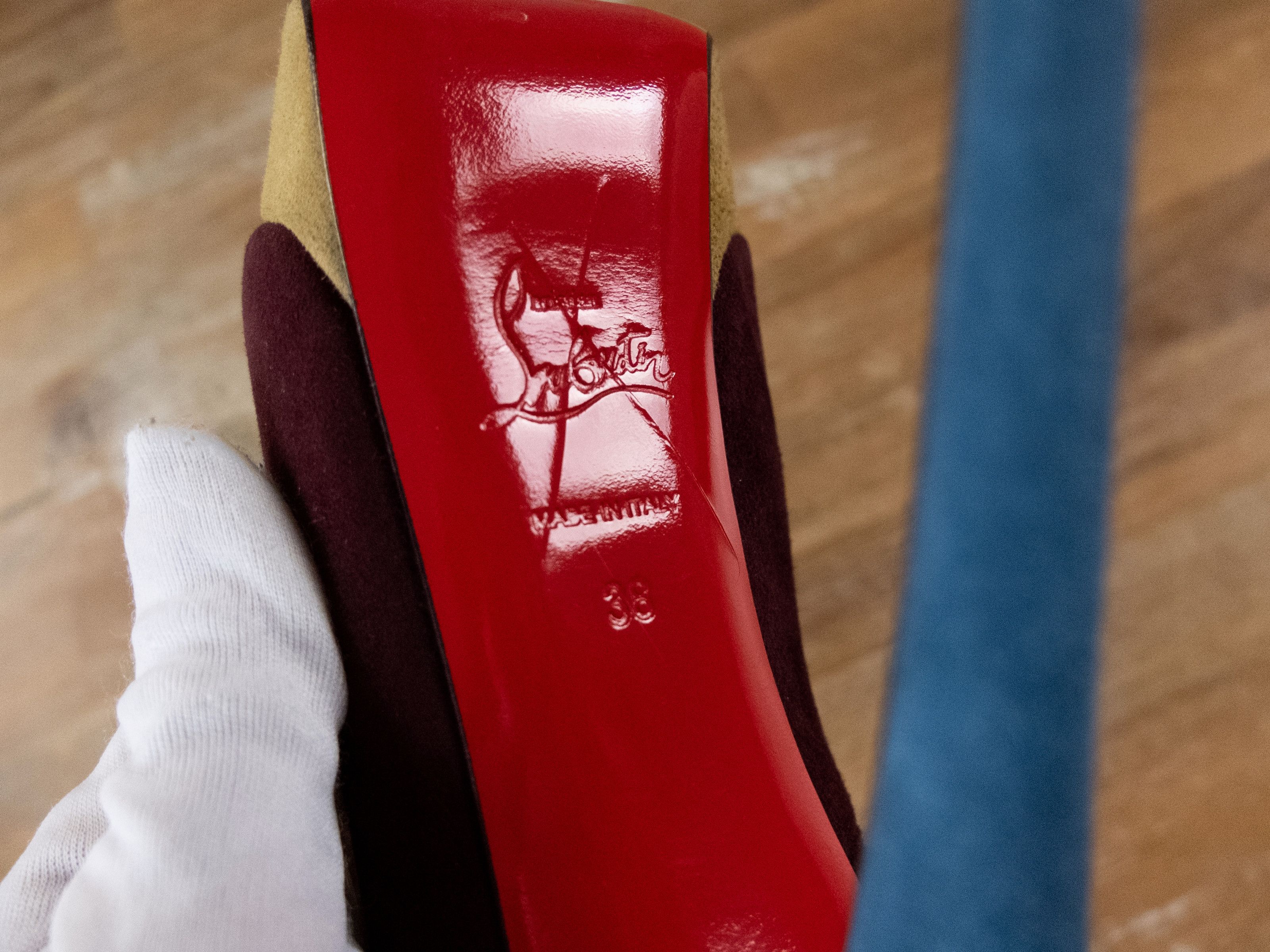 Christian Louboutin CHRISTIAN LOUBOUTIN Lady Peep burgundy suede platform pumps Size US 8 / IT 38 - 9 Thumbnail