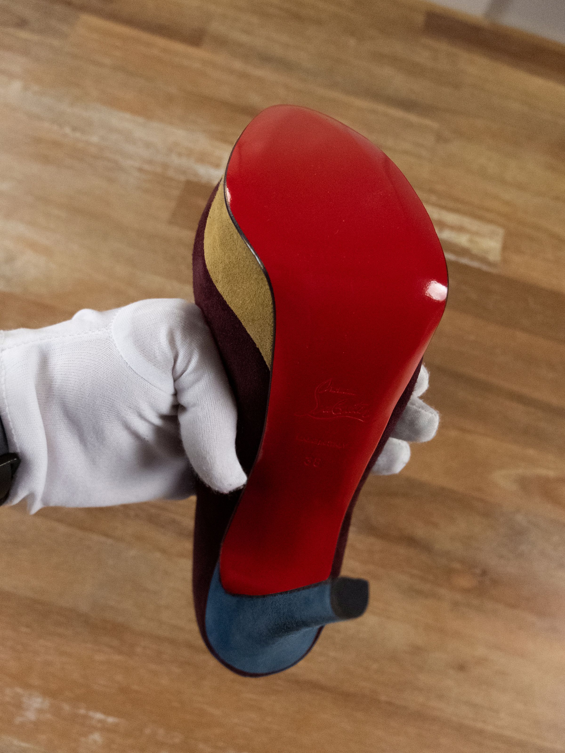 Christian Louboutin CHRISTIAN LOUBOUTIN Lady Peep burgundy suede platform pumps Size US 8 / IT 38 - 10 Thumbnail