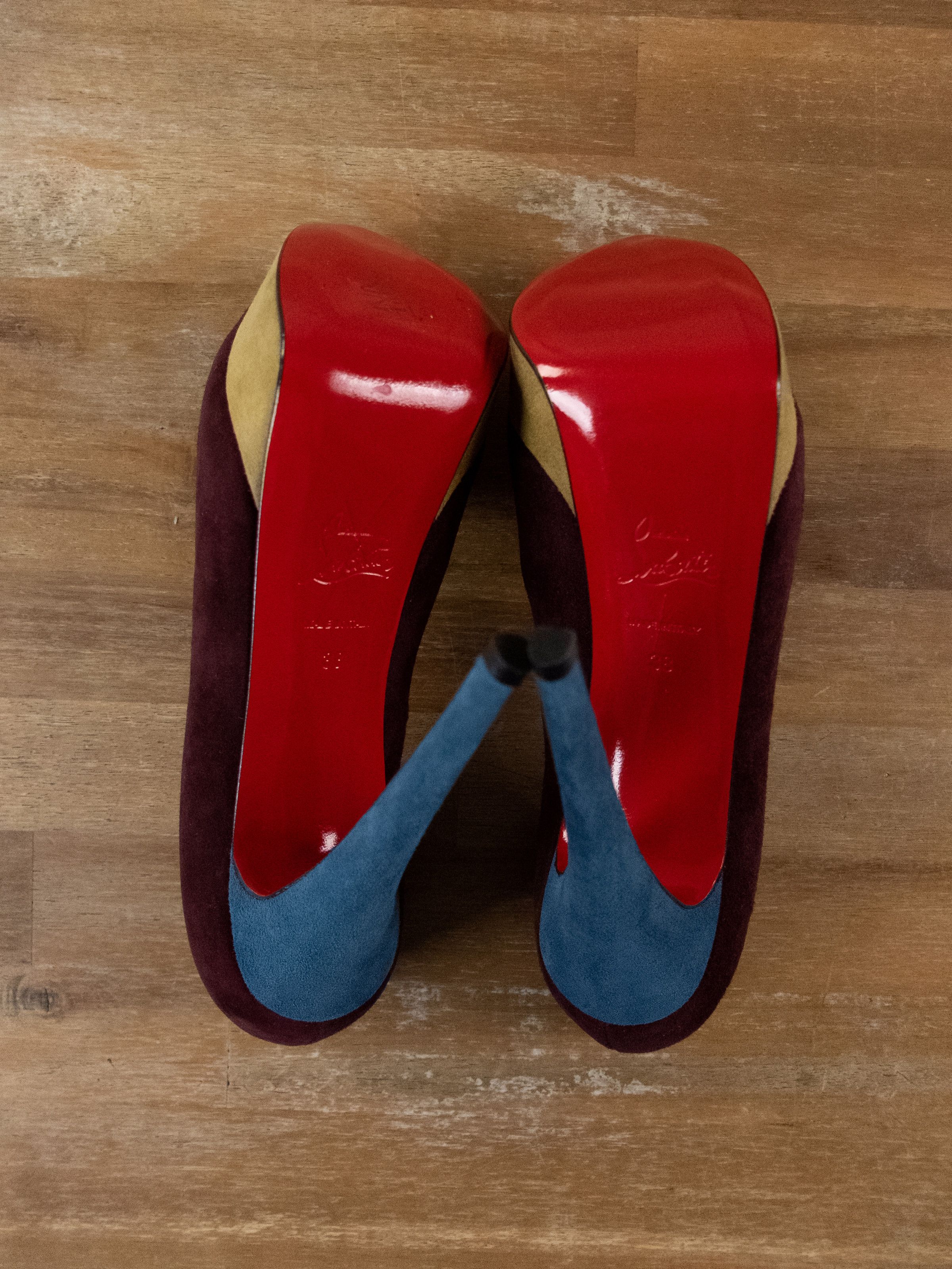 Christian Louboutin CHRISTIAN LOUBOUTIN Lady Peep burgundy suede platform pumps Size US 8 / IT 38 - 6 Thumbnail