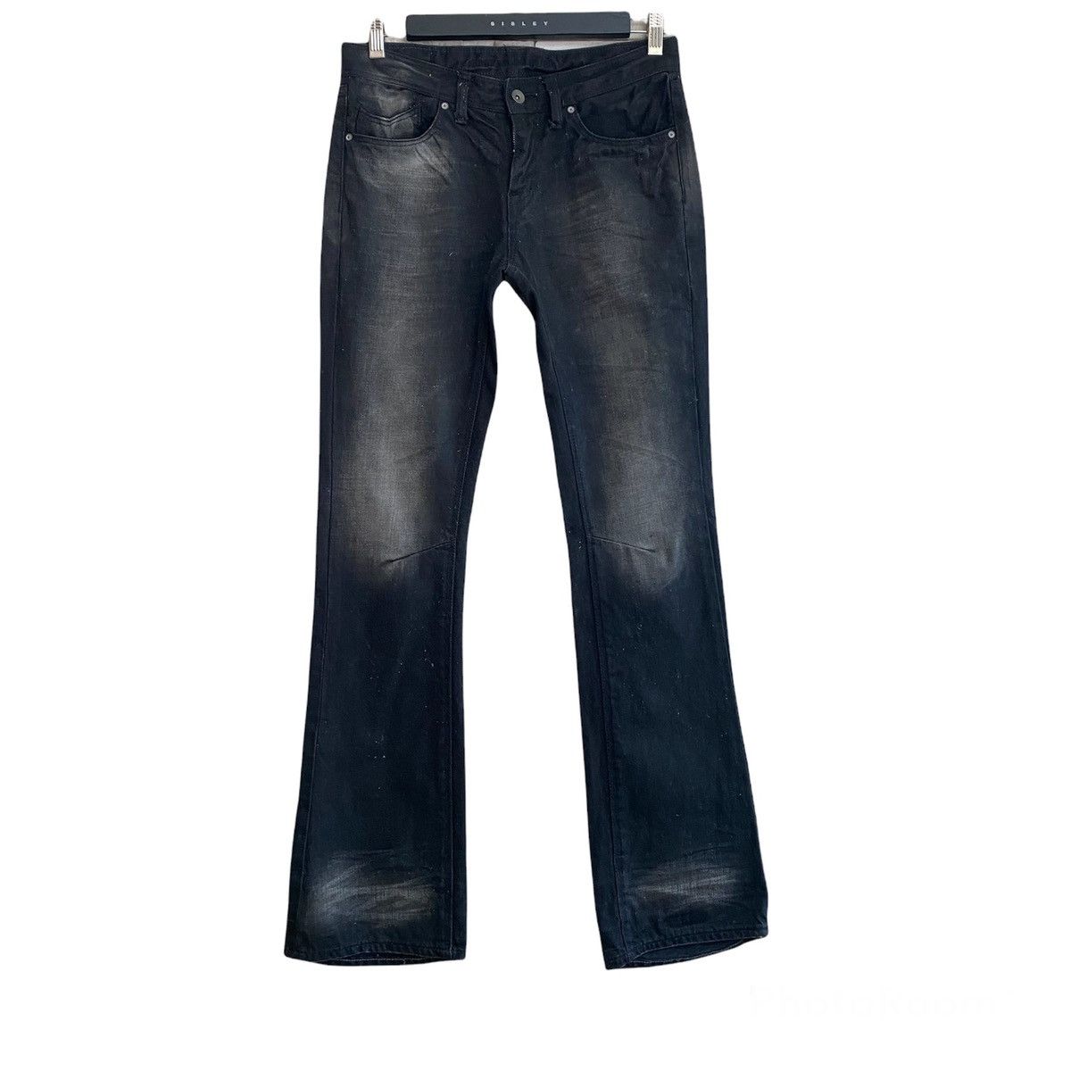 GOSTAR DE FUGA Gostar De Fuga Black Waxed Denim Flare Jeans Size US 29 - 2 Thumbnail