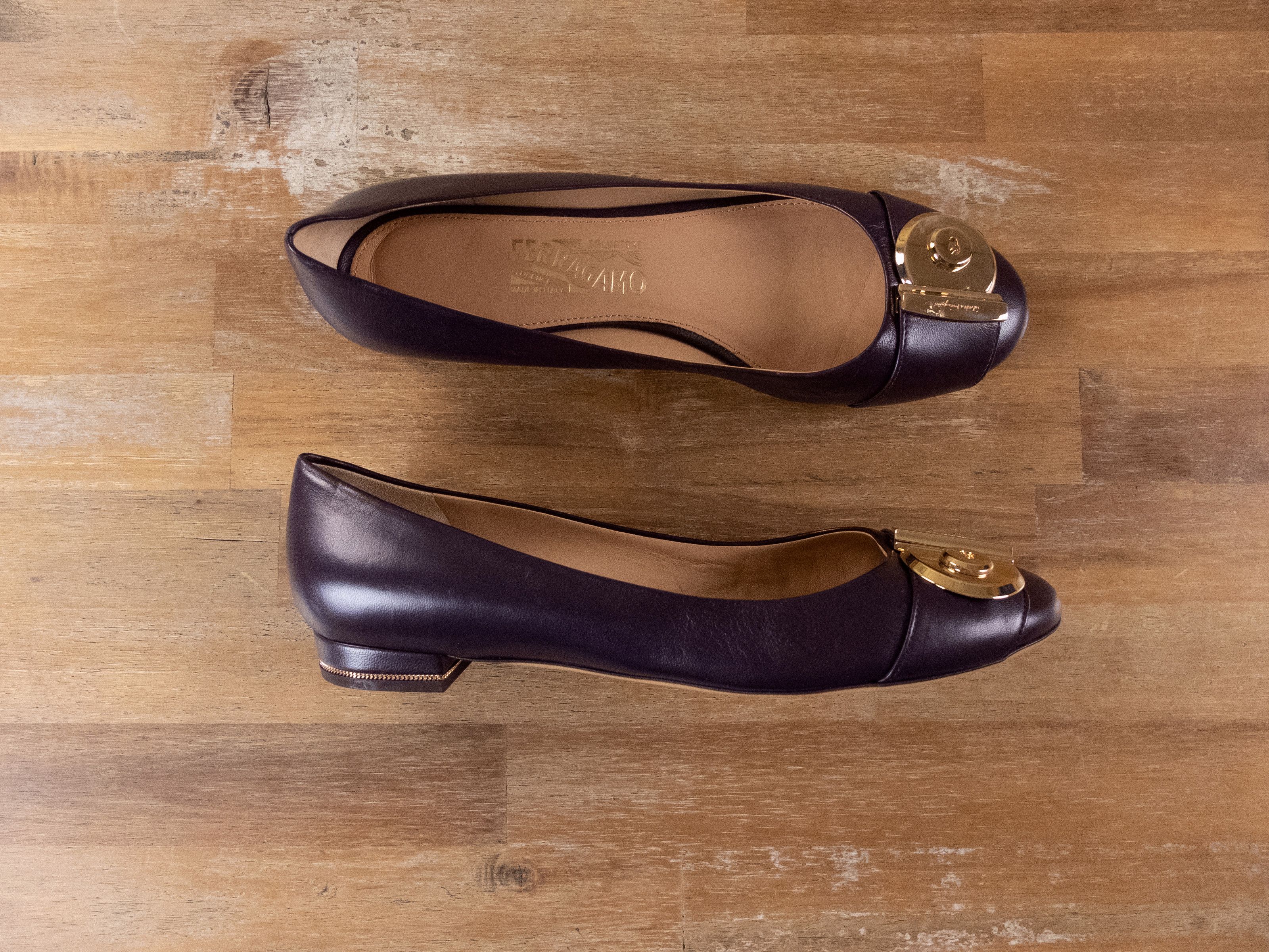 Salvatore Ferragamo SALVATORE FERRAGAMO Fiamma purple leather ballet flats shoes Size US 8 / IT 38 - 1 Thumbnail