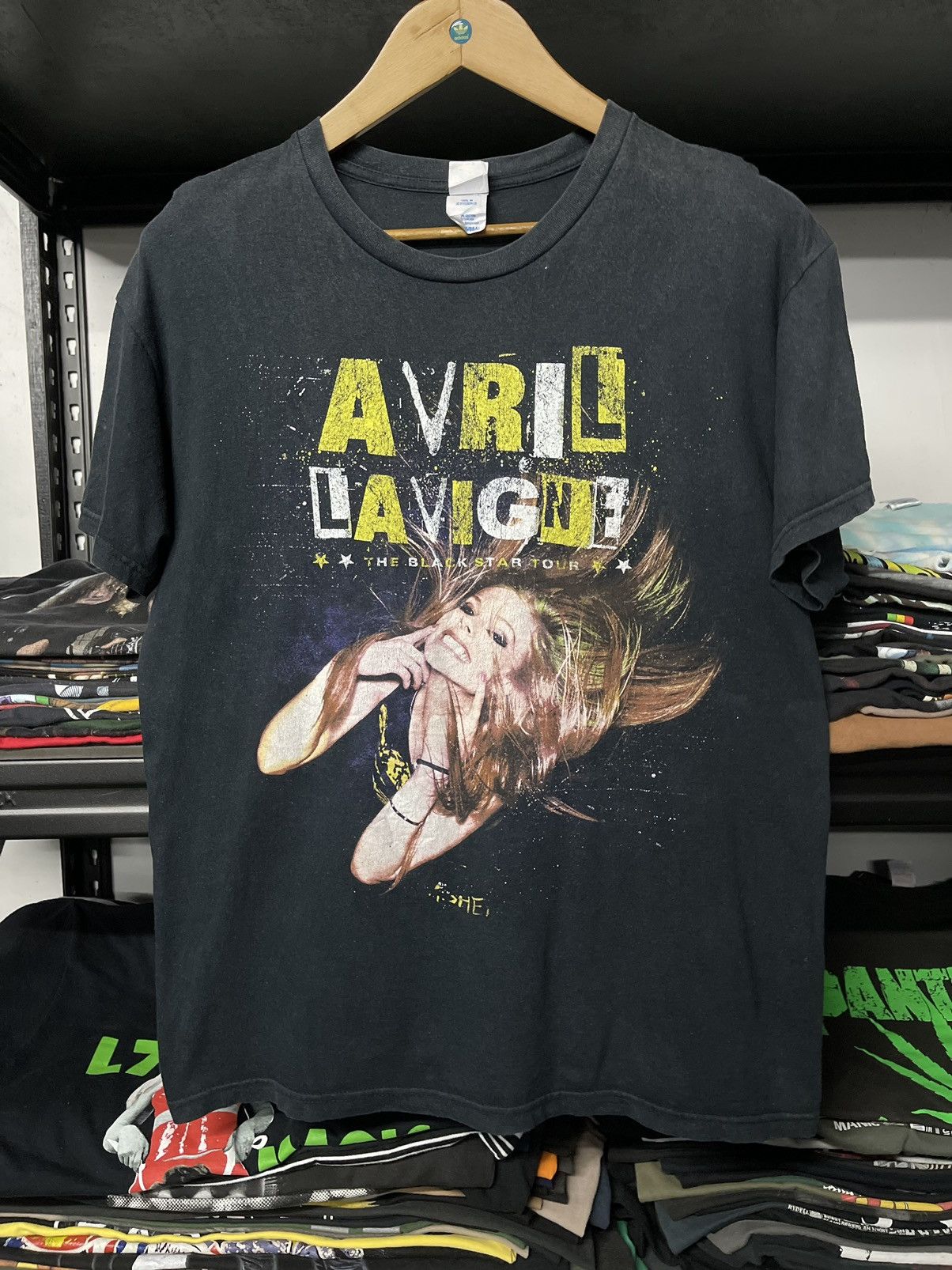 image of Band Tees x Tour Tee Vintage Y2K Avril Lavigne Sun Faded Tees in Black, Men's (Size Large)