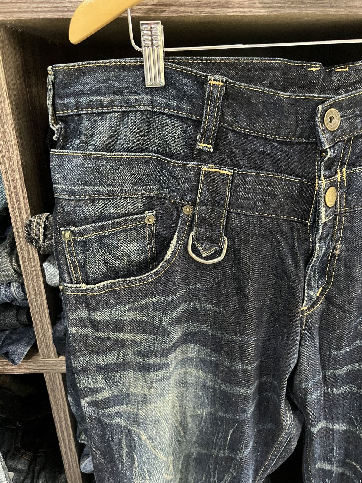 Wrangler 🔥Wrangler Double Waist Bondage Distressed Denim Size US 37 - 5 Thumbnail