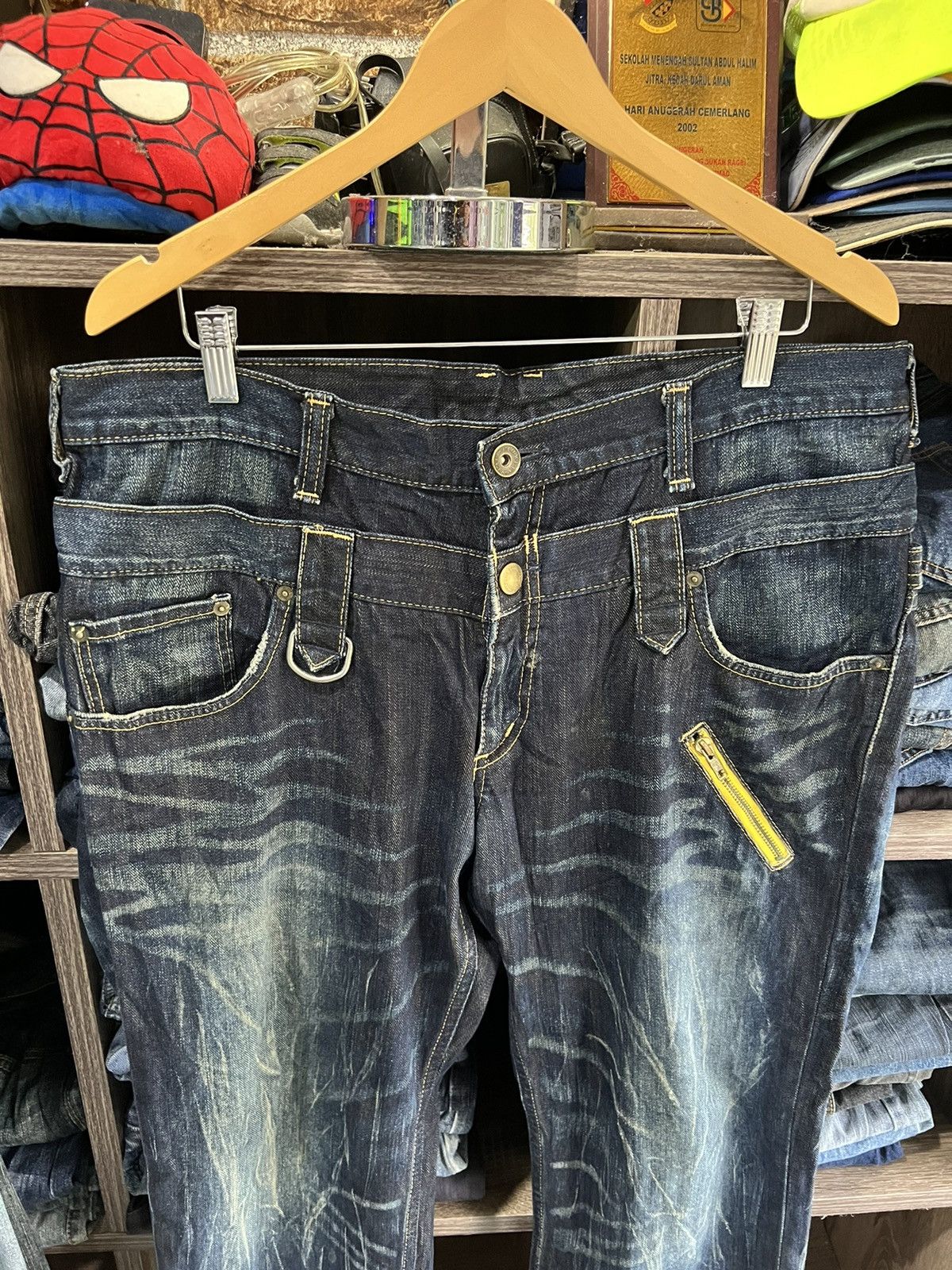 Wrangler 🔥Wrangler Double Waist Bondage Distressed Denim Size US 37 - 3 Thumbnail