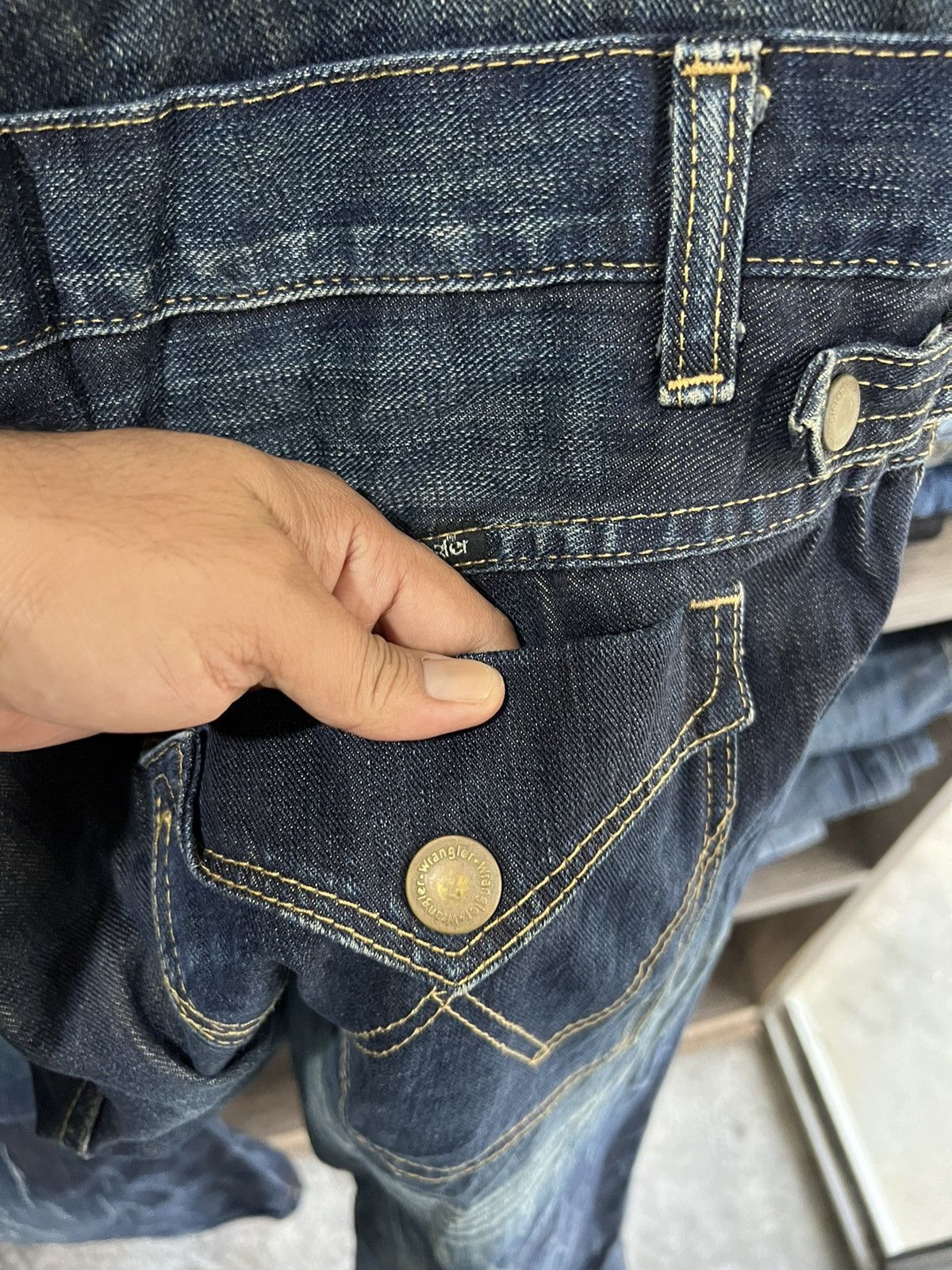 Wrangler 🔥Wrangler Double Waist Bondage Distressed Denim Size US 37 - 12 Thumbnail
