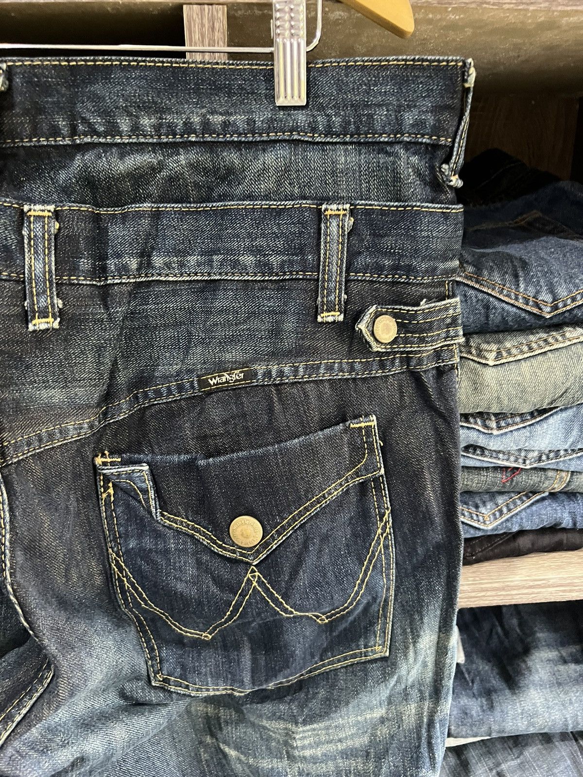 Wrangler 🔥Wrangler Double Waist Bondage Distressed Denim Size US 37 - 11 Thumbnail