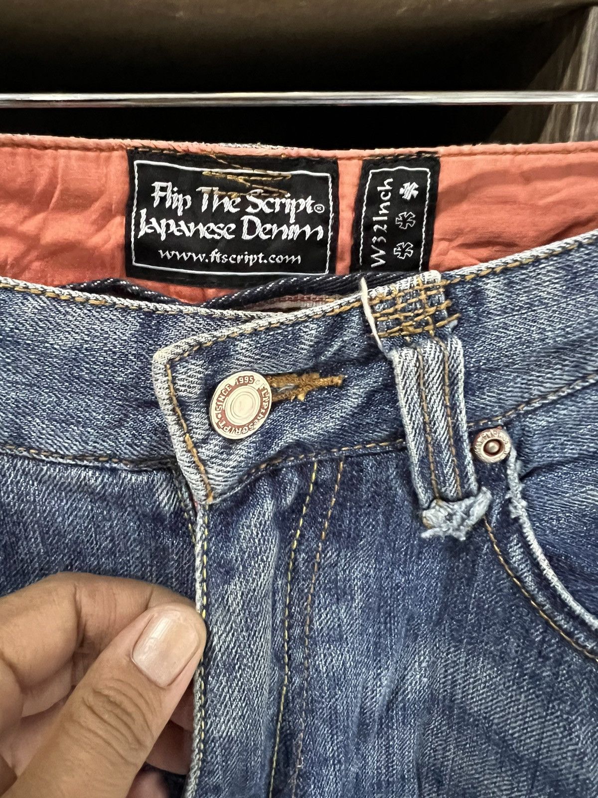 Japanese Brand 🔥Rare Flip The Script Redline Selvedge Denim Size US 34 / EU 50 - 9 Thumbnail