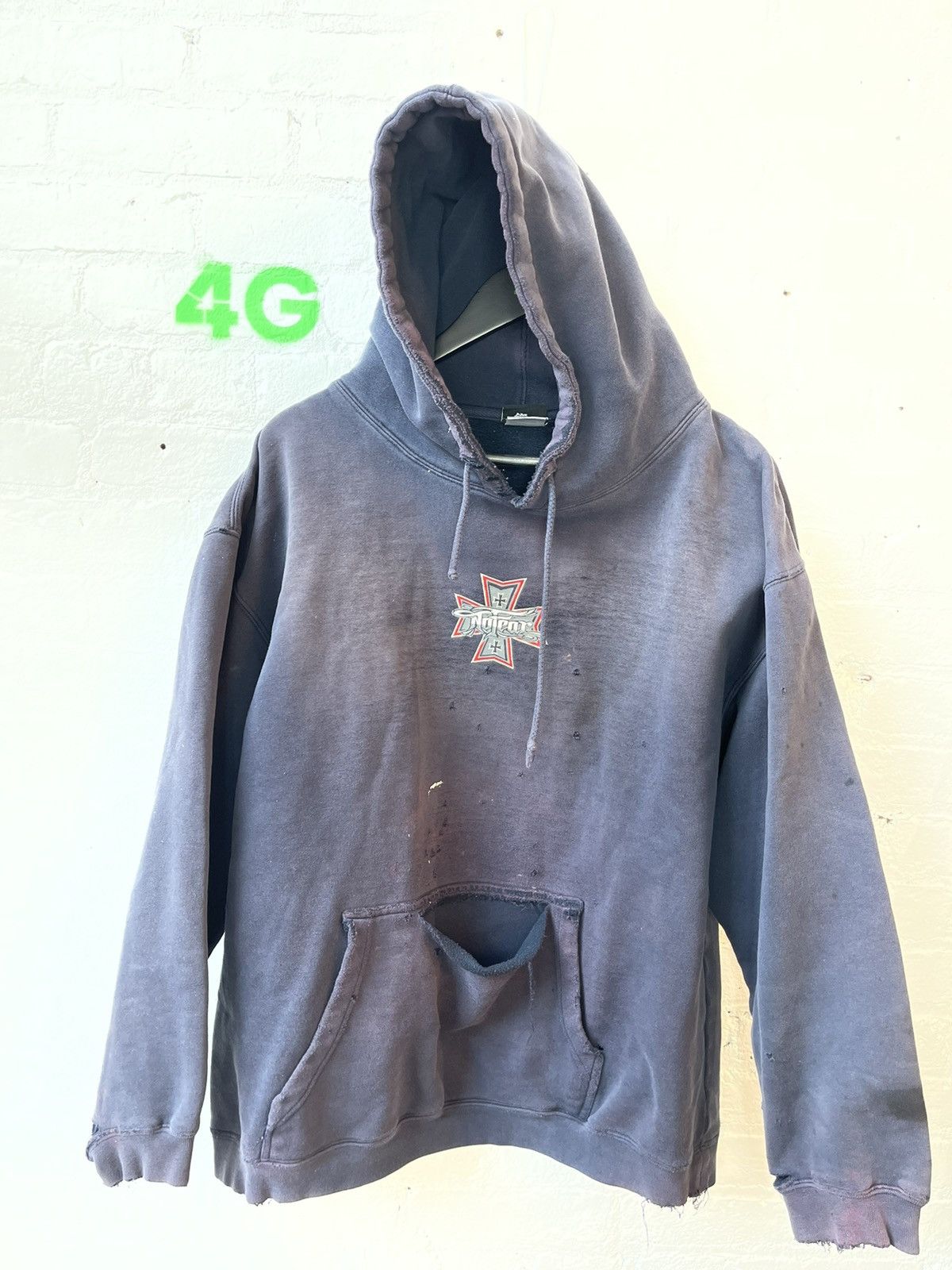 No Fear × Vintage THRASHED SUN FADED BURNOUT HOODIE SWEATER XL Baggy Size US XL / EU 56 / 4 - 2 Thumbnail