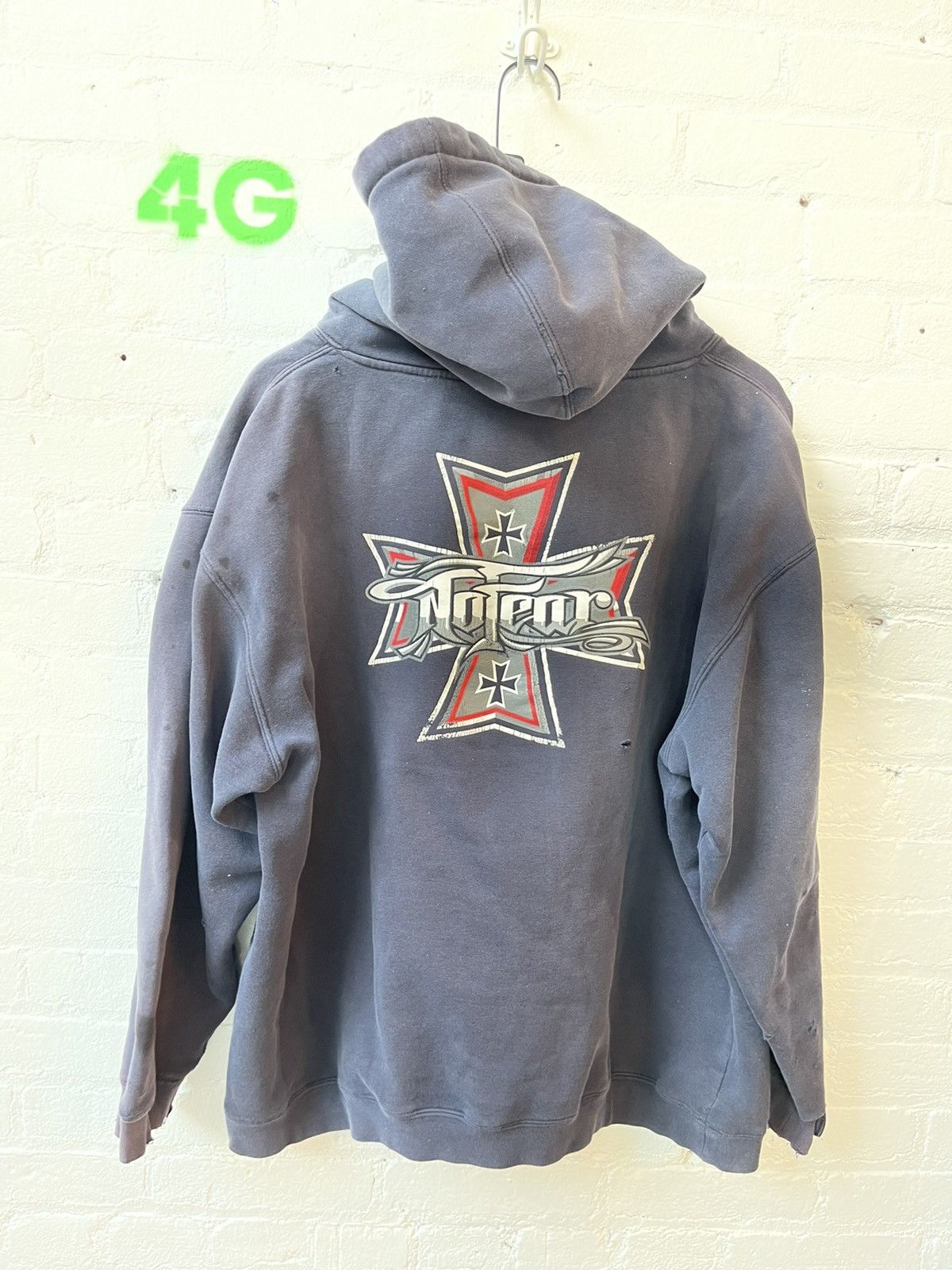 No Fear × Vintage THRASHED SUN FADED BURNOUT HOODIE SWEATER XL Baggy Size US XL / EU 56 / 4 - 11 Thumbnail
