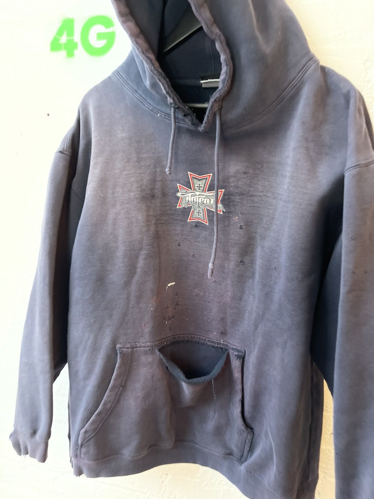 No Fear × Vintage THRASHED SUN FADED BURNOUT HOODIE SWEATER XL Baggy Size US XL / EU 56 / 4 - 3 Thumbnail