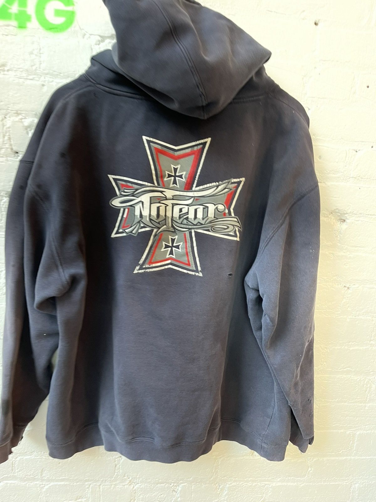 No Fear × Vintage THRASHED SUN FADED BURNOUT HOODIE SWEATER XL Baggy Size US XL / EU 56 / 4 - 12 Thumbnail