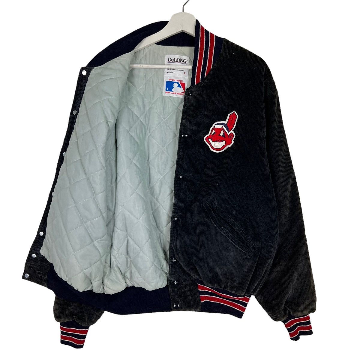 MLB 🔥 80s DELONG CLEVELAND INDIANS MLB CORDUROY BOMBER JACKET Size US L / EU 52-54 / 3 - 6 Thumbnail