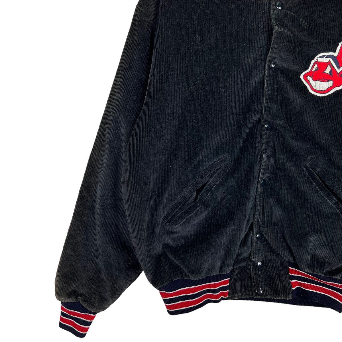 MLB 🔥 80s DELONG CLEVELAND INDIANS MLB CORDUROY BOMBER JACKET Size US L / EU 52-54 / 3 - 2 Thumbnail