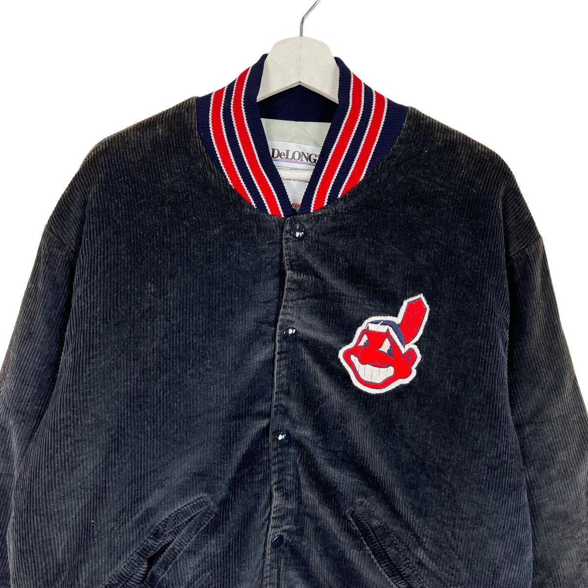 MLB 🔥 80s DELONG CLEVELAND INDIANS MLB CORDUROY BOMBER JACKET Size US L / EU 52-54 / 3 - 3 Thumbnail