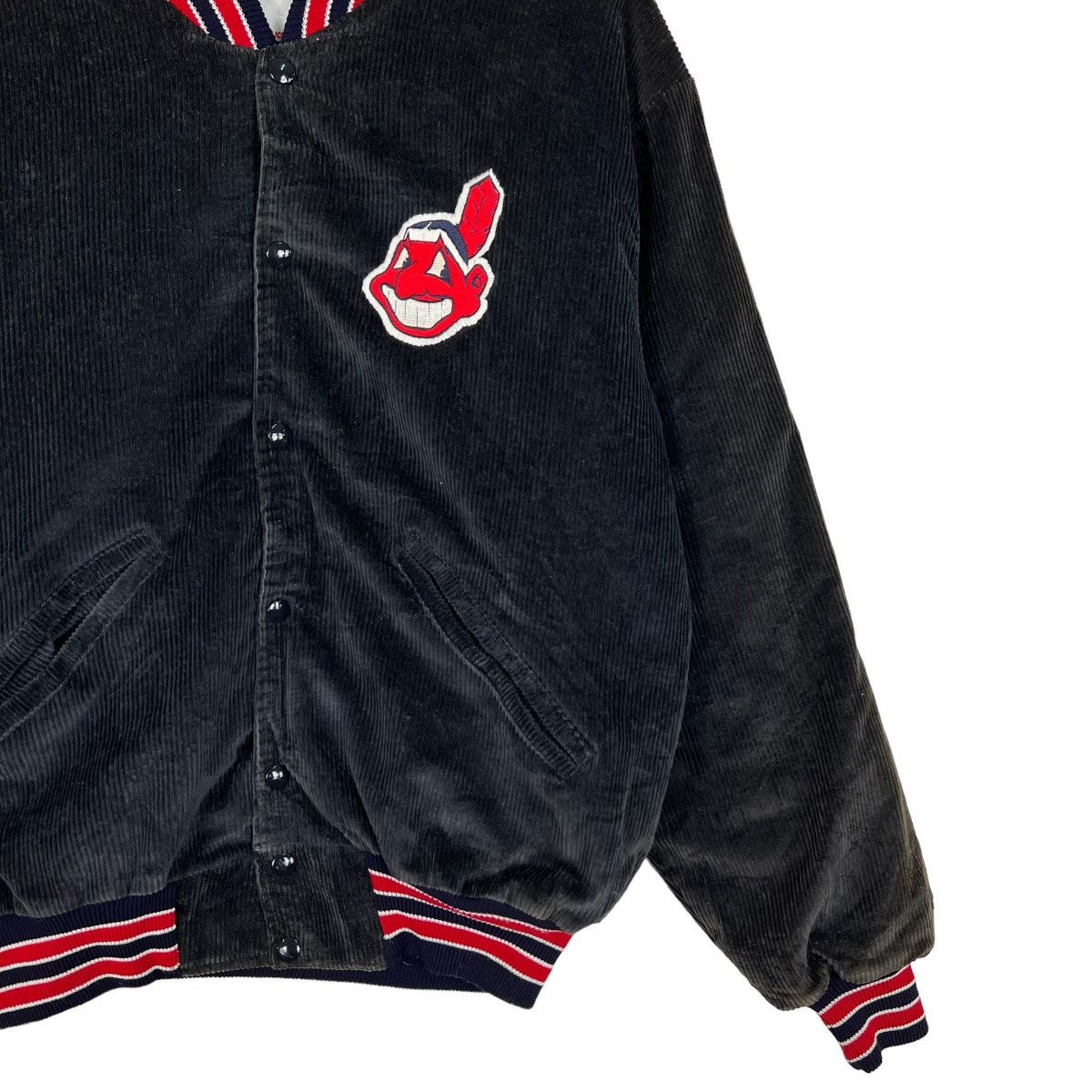 MLB 🔥 80s DELONG CLEVELAND INDIANS MLB CORDUROY BOMBER JACKET Size US L / EU 52-54 / 3 - 4 Thumbnail