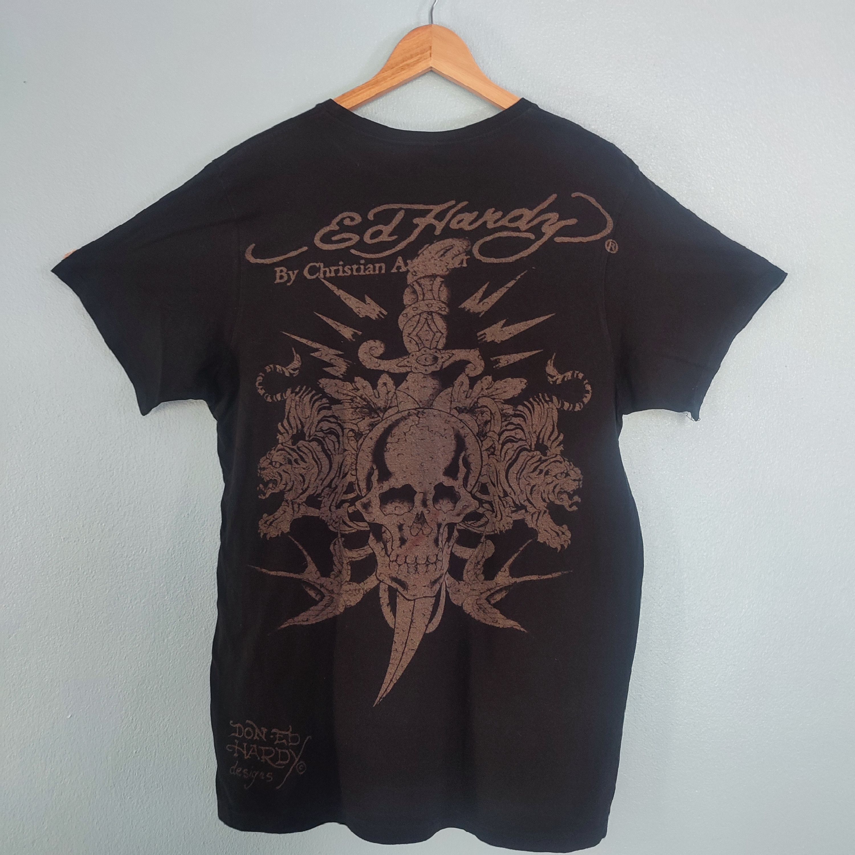 Christian Audigier × Ed Hardy × Vintage Ed Hardy by Christian Audigier Skull Design Tshirt Size US L / EU 52-54 / 3 - 3 Thumbnail