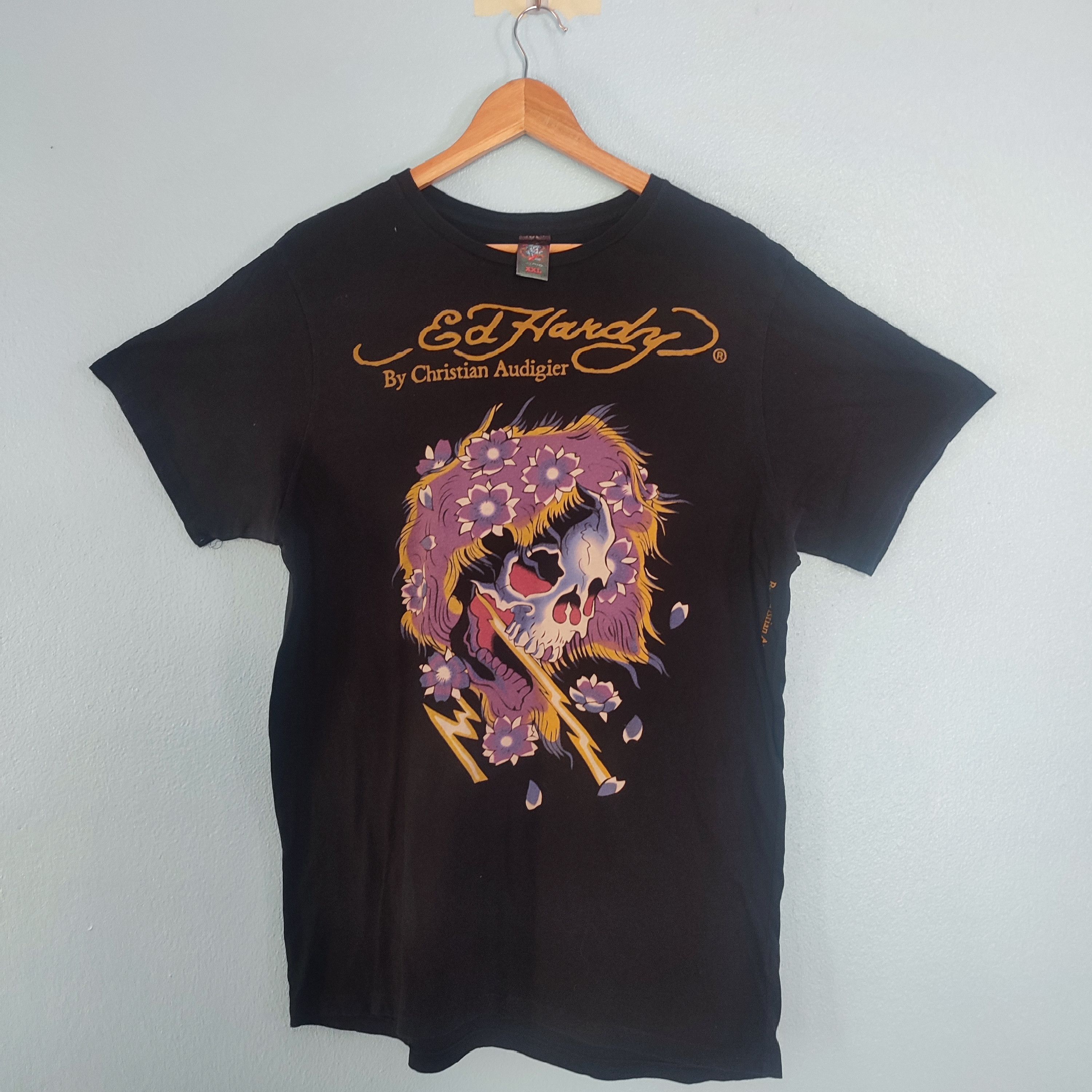 Christian Audigier × Ed Hardy × Vintage Ed Hardy by Christian Audigier Skull Design Tshirt Size US L / EU 52-54 / 3 - 1 Thumbnail