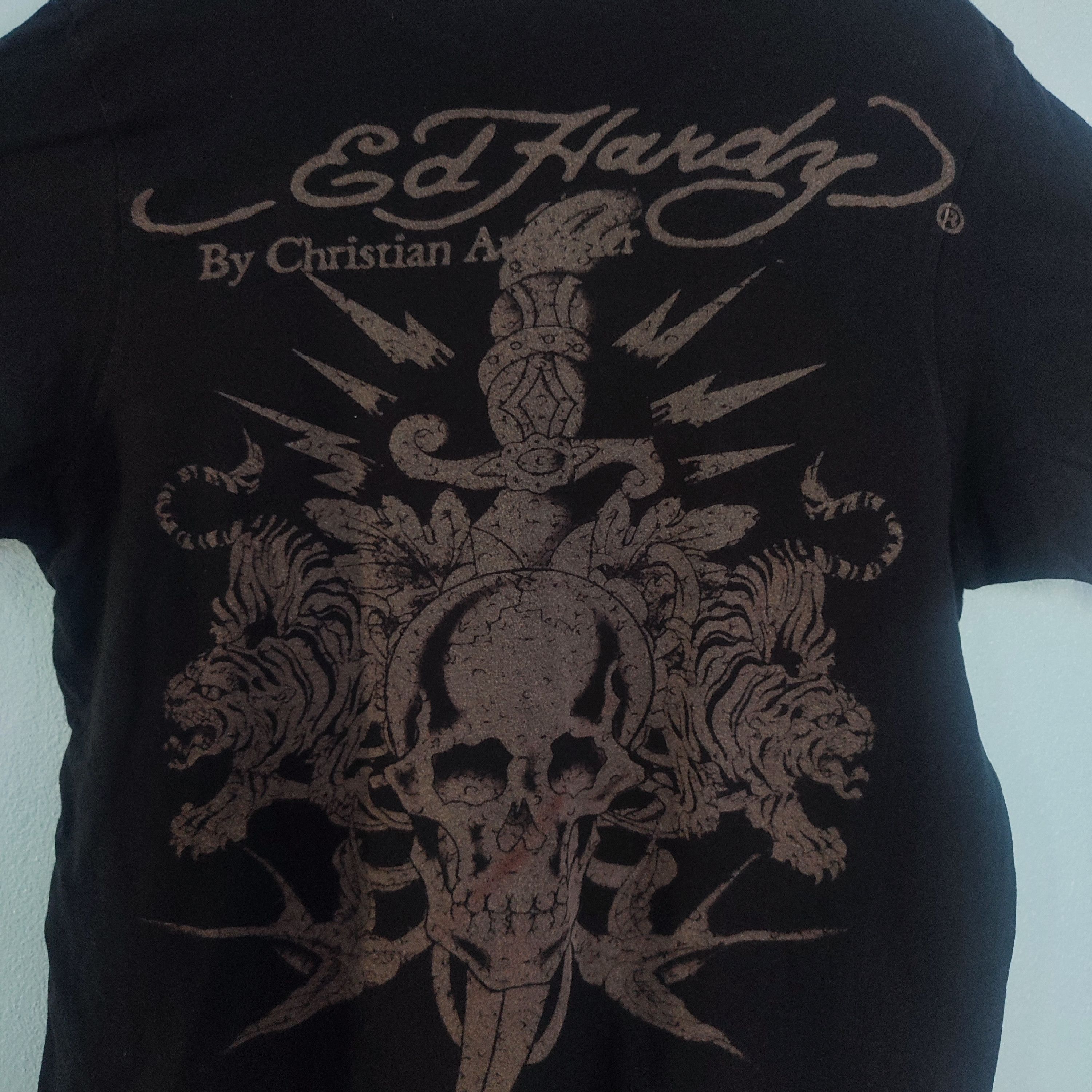 Christian Audigier × Ed Hardy × Vintage Ed Hardy by Christian Audigier Skull Design Tshirt Size US L / EU 52-54 / 3 - 4 Thumbnail
