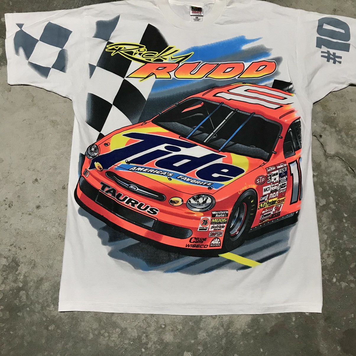 NASCAR × Vintage Vintage 90’s Tide Racing All Over Print Nascar T Shirt Size US XL / EU 56 / 4 - 2 Thumbnail