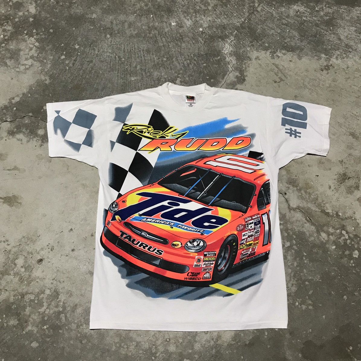 NASCAR × Vintage Vintage 90’s Tide Racing All Over Print Nascar T Shirt Size US XL / EU 56 / 4 - 1 Thumbnail