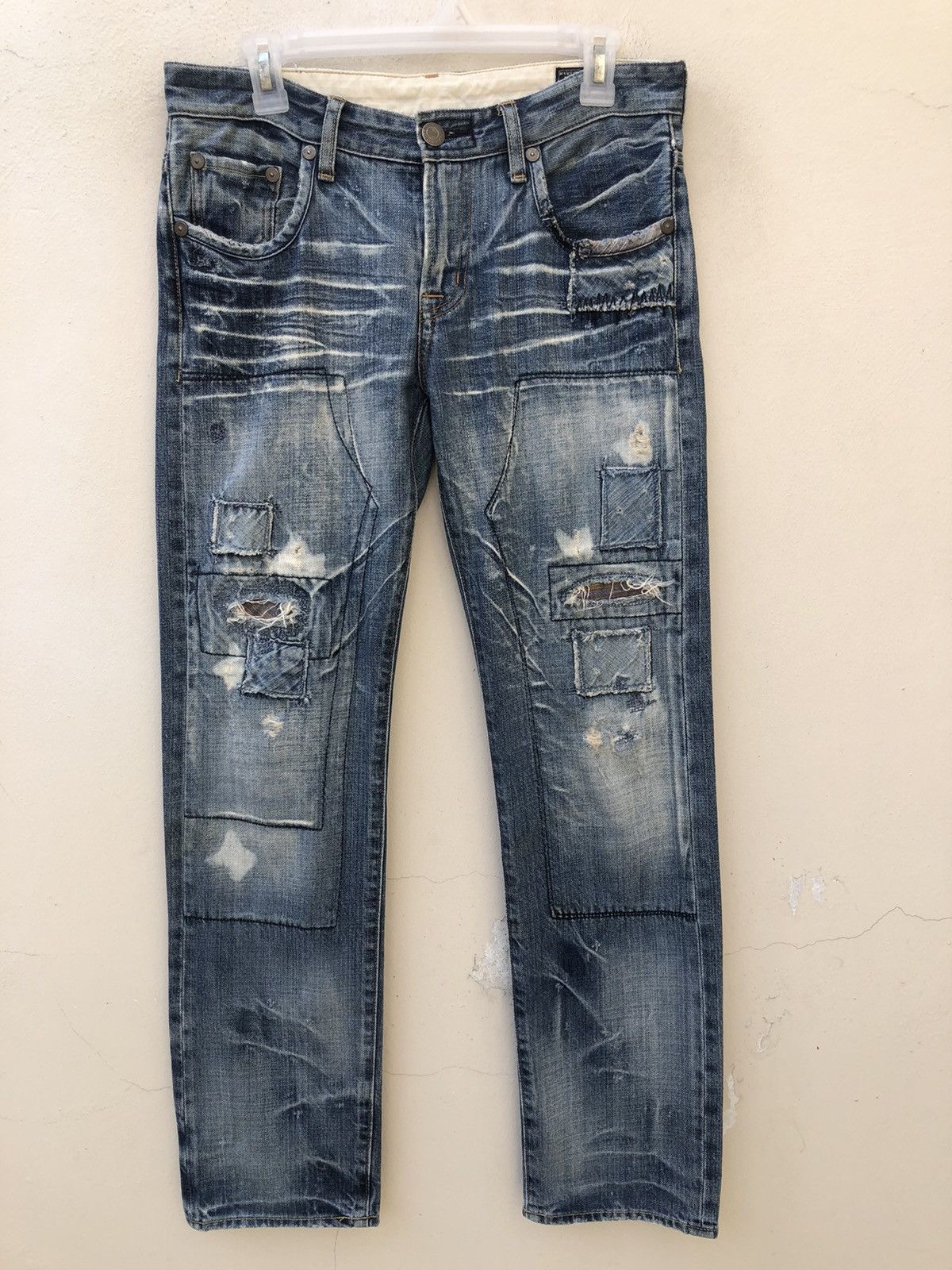 Vintage Bartack Japan Distressed Patchwork Boro Denim Jeans Size US 31 - 6 Thumbnail