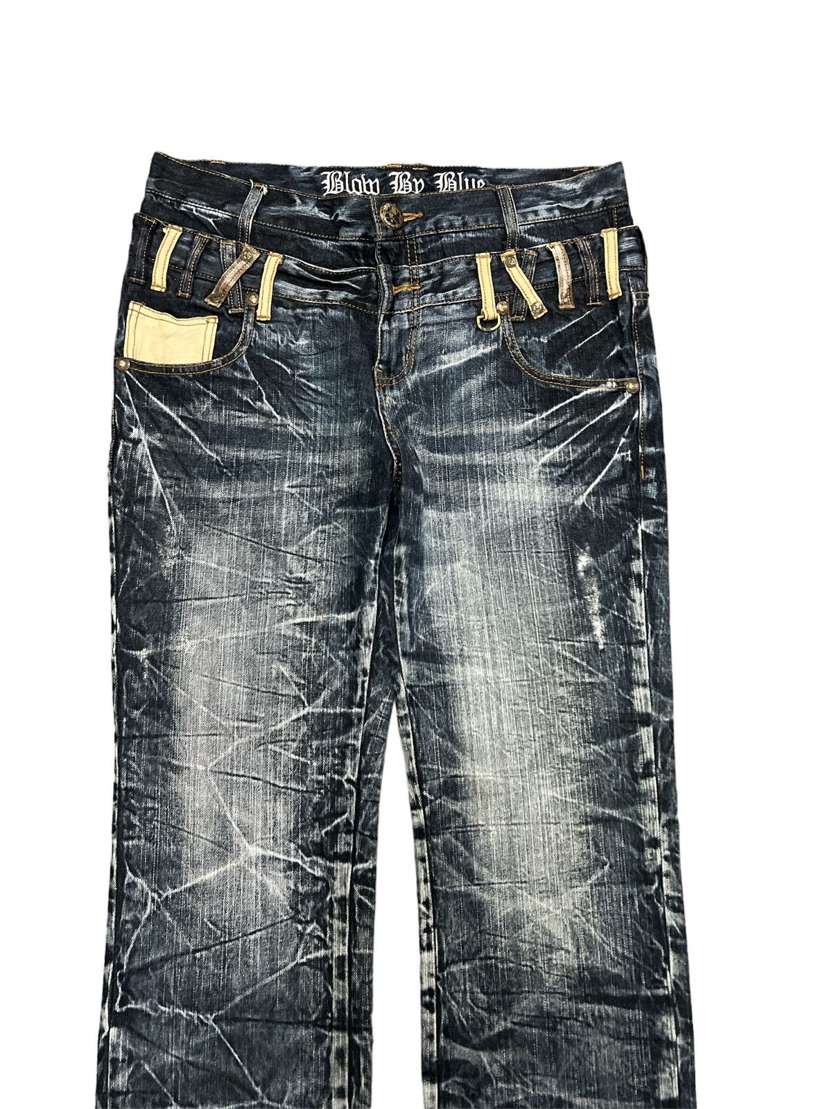 Japanese Brand × Vintage SICK💥 DOUBLE WAIST BLOW BY BLUE DISTRESSED DENIM PANTS Size US 30 / EU 46 - 3 Thumbnail