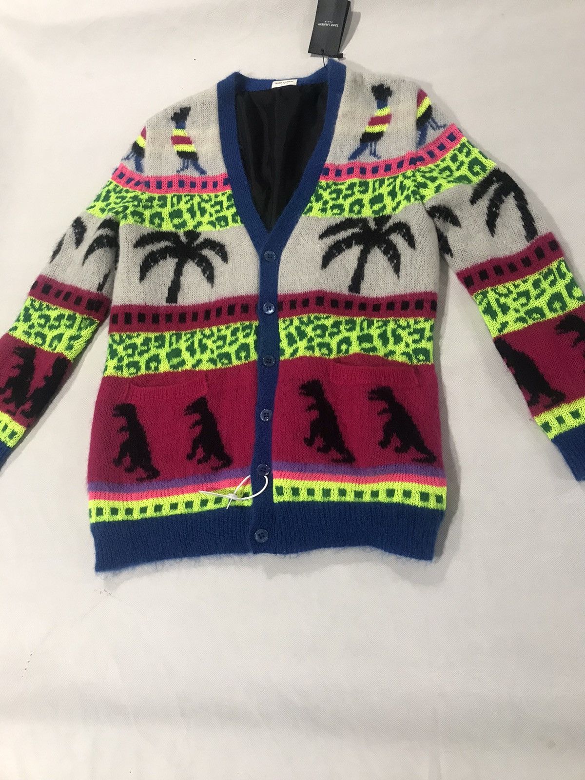 image of Saint Laurent Paris Saint Laurent Hedi Slimane T.rex Palm Trees Cardigan.m.$2500 (Size Medium)