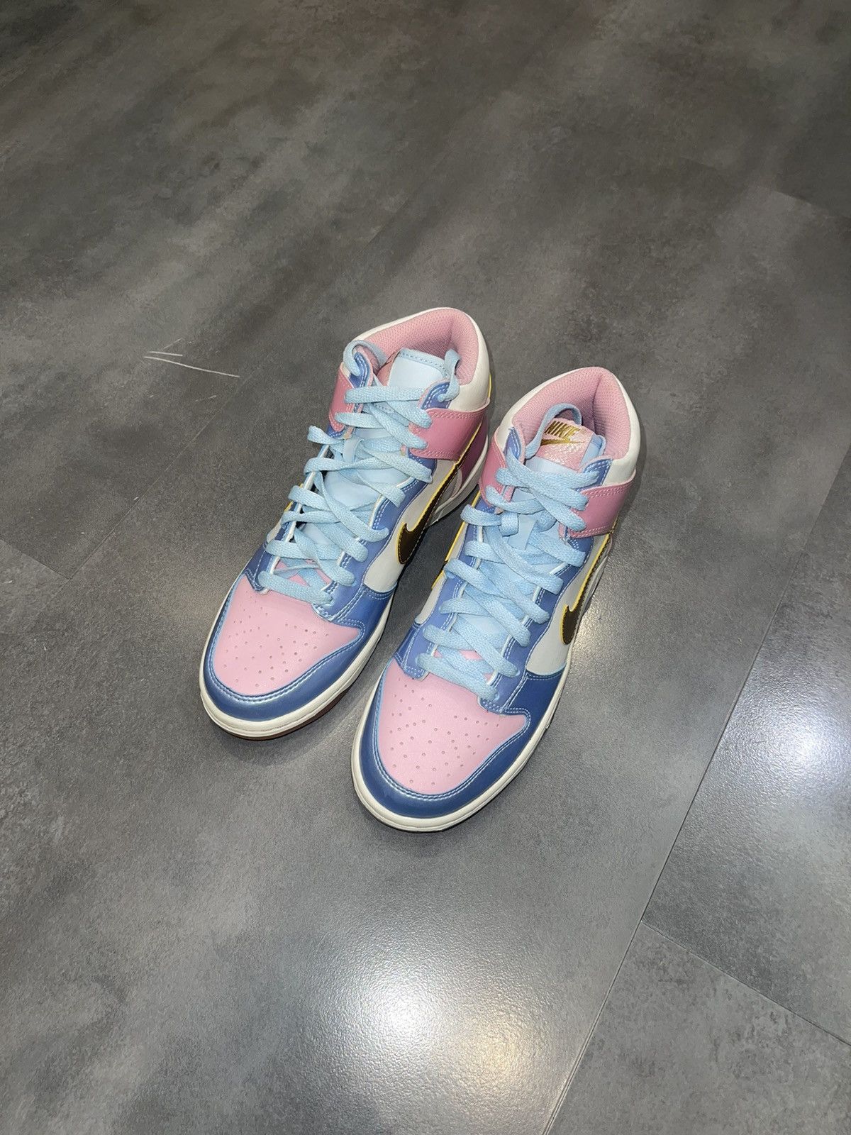 Nike SS09 Nike Dunk High GS Sail Pink Gold Blue Hi-Top Sneakers Size US 6 / IT 36 - 2 Thumbnail