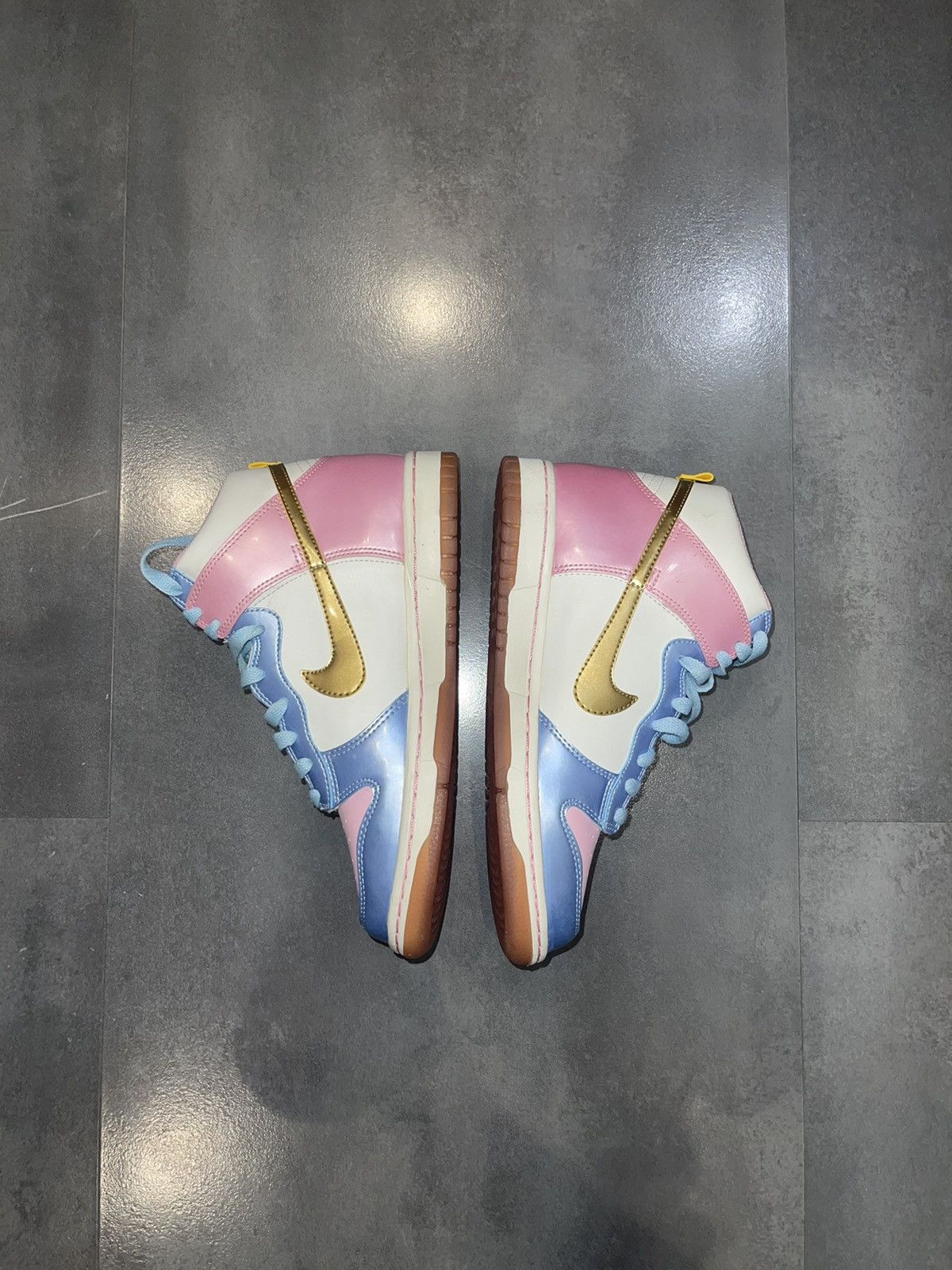 Nike SS09 Nike Dunk High GS Sail Pink Gold Blue Hi-Top Sneakers Size US 6 / IT 36 - 6 Thumbnail