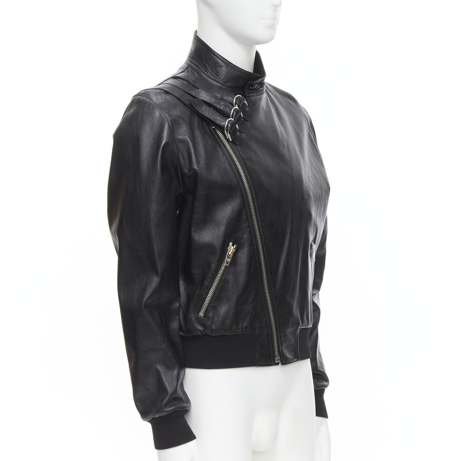 Celine CELINE Hedi Slimane 2019 Runway black lambskin buckle jacket Size US L / EU 52-54 / 3 - 4 Thumbnail