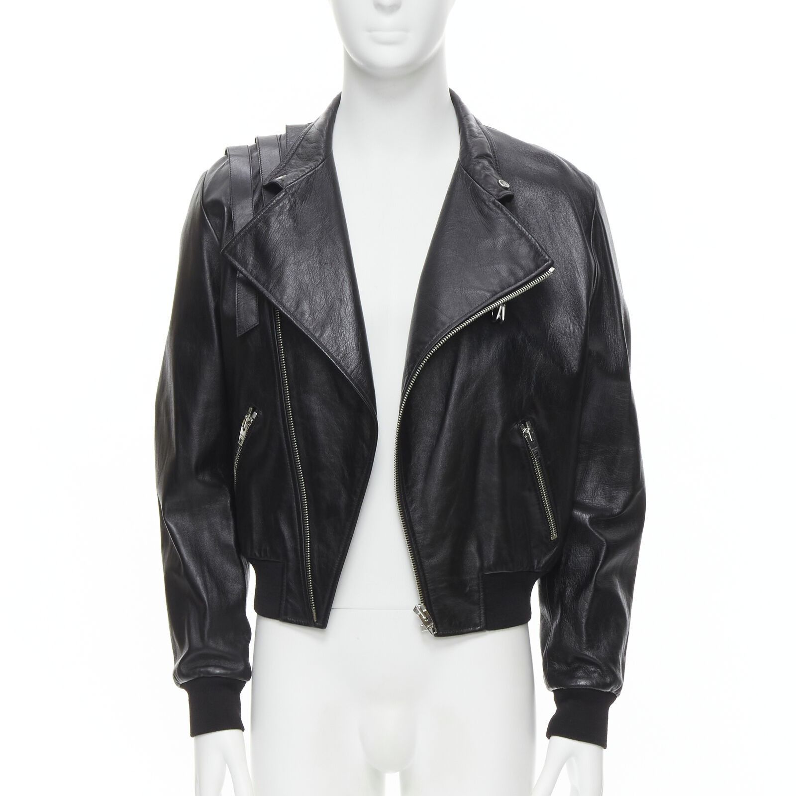 Celine CELINE Hedi Slimane 2019 Runway black lambskin buckle jacket Size US L / EU 52-54 / 3 - 3 Thumbnail