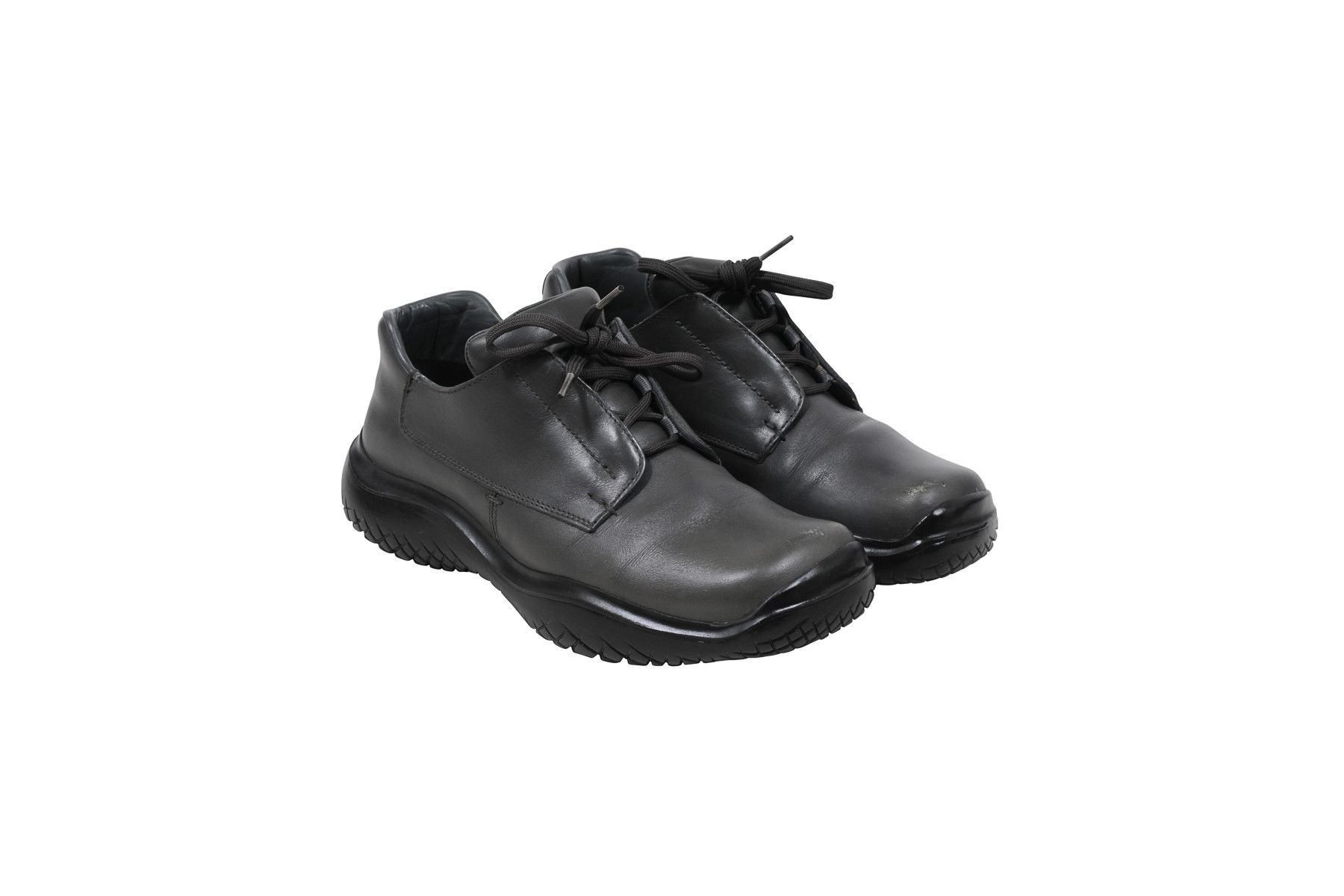 image of Prada Aw99 Vintage Chunky Derby Grey Leather Square Toe - 01500 Shoes, Men's (Size 9.5)