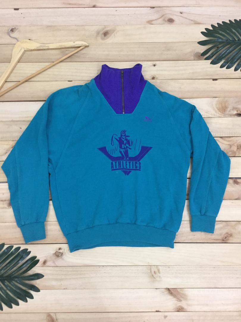 Puma Vintage Puma Athletics 90s Mock Neck Zip Sweatshirt Size US M / EU 48-50 / 2 - 2 Thumbnail