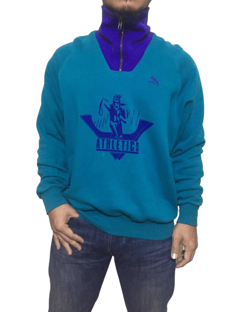 Puma Vintage Puma Athletics 90s Mock Neck Zip Sweatshirt Size US M / EU 48-50 / 2 - 1 Thumbnail