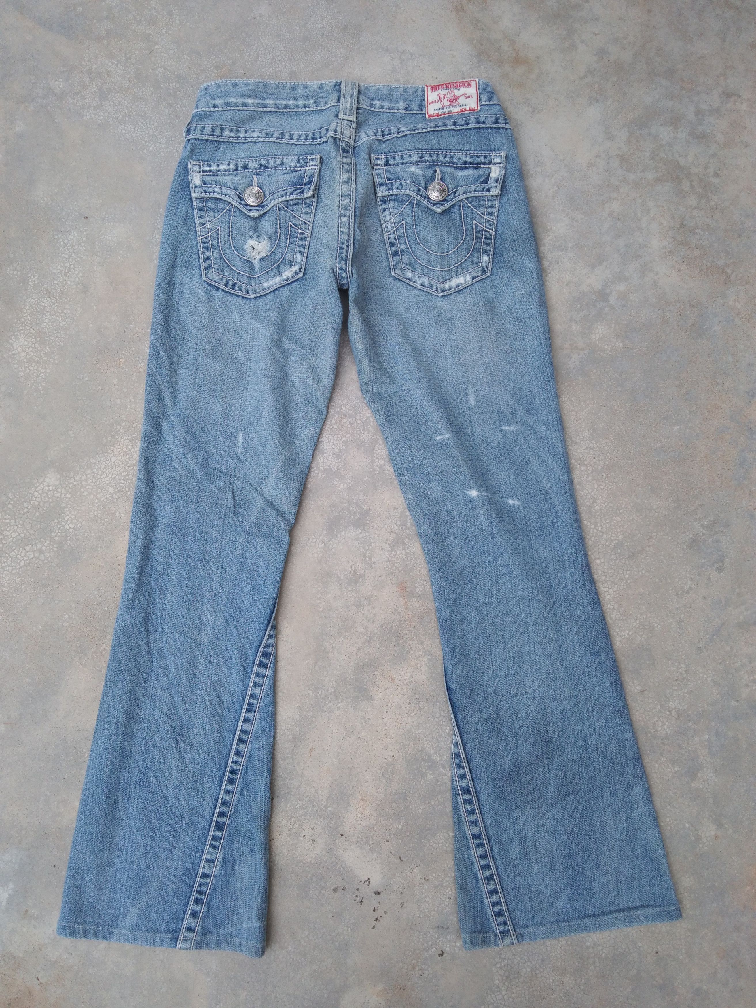 image of Vintage True Religion Flared Jeans Made In Usa 27X30 in Light Wash, Men's