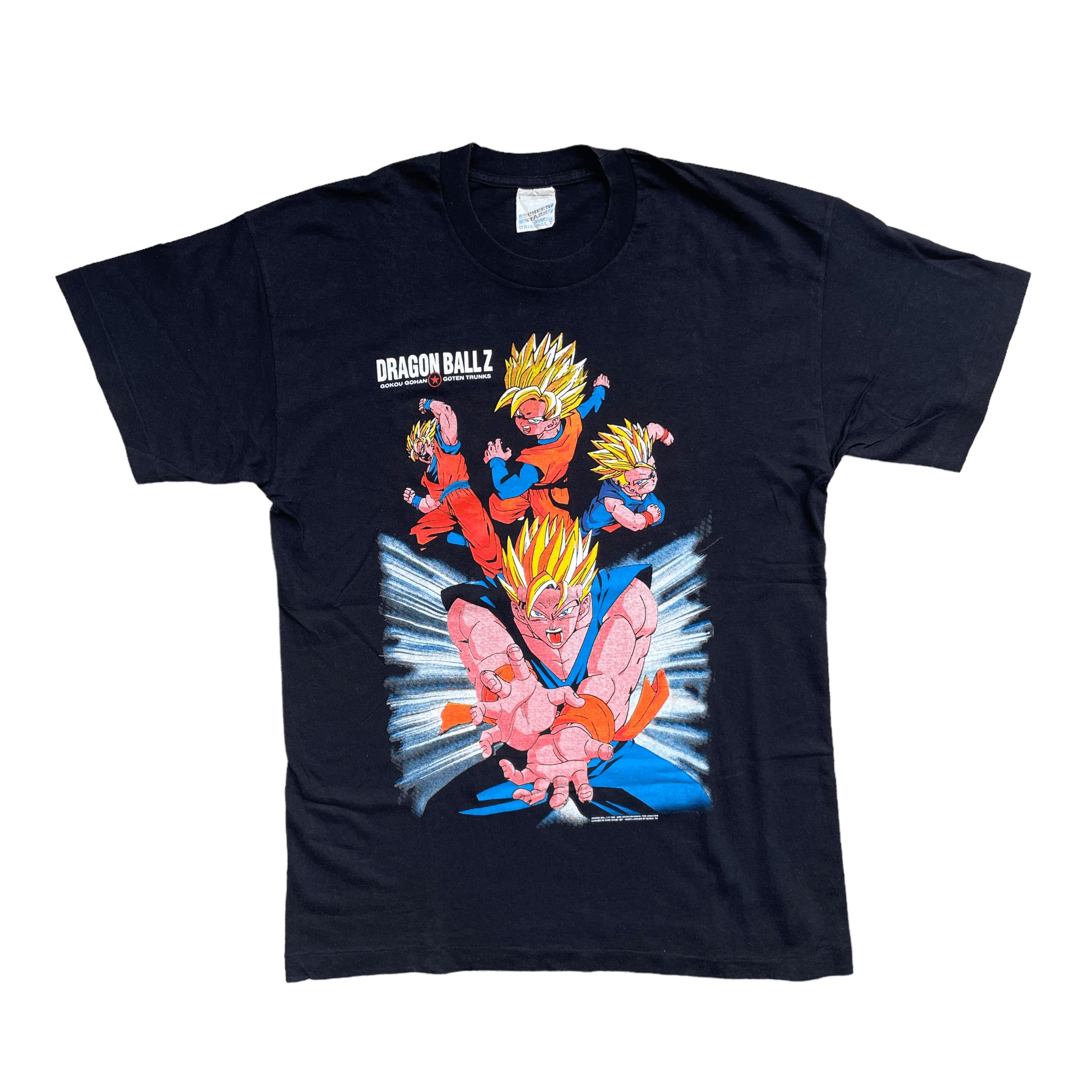 image of Screen Stars x Vintage 1997 Dragon Ball Z Goku Gohan Goten Trunkst-Shirt in Black (Size Large)