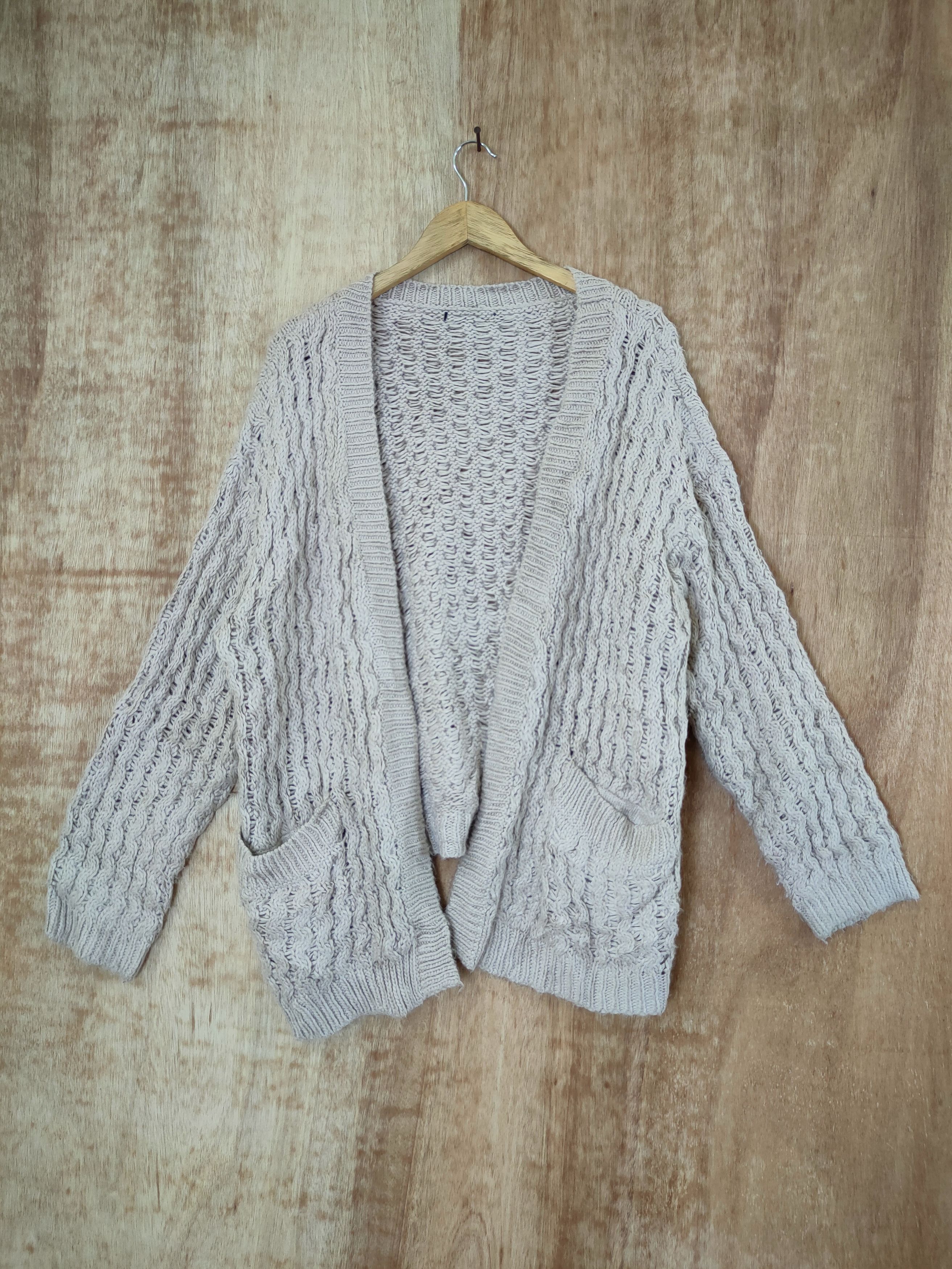 image of Aran Isles Knitwear x Cardigan Japan Aran Isle Knitwear Cable Knit 46-474Dl in Brown Nude (Size Lar