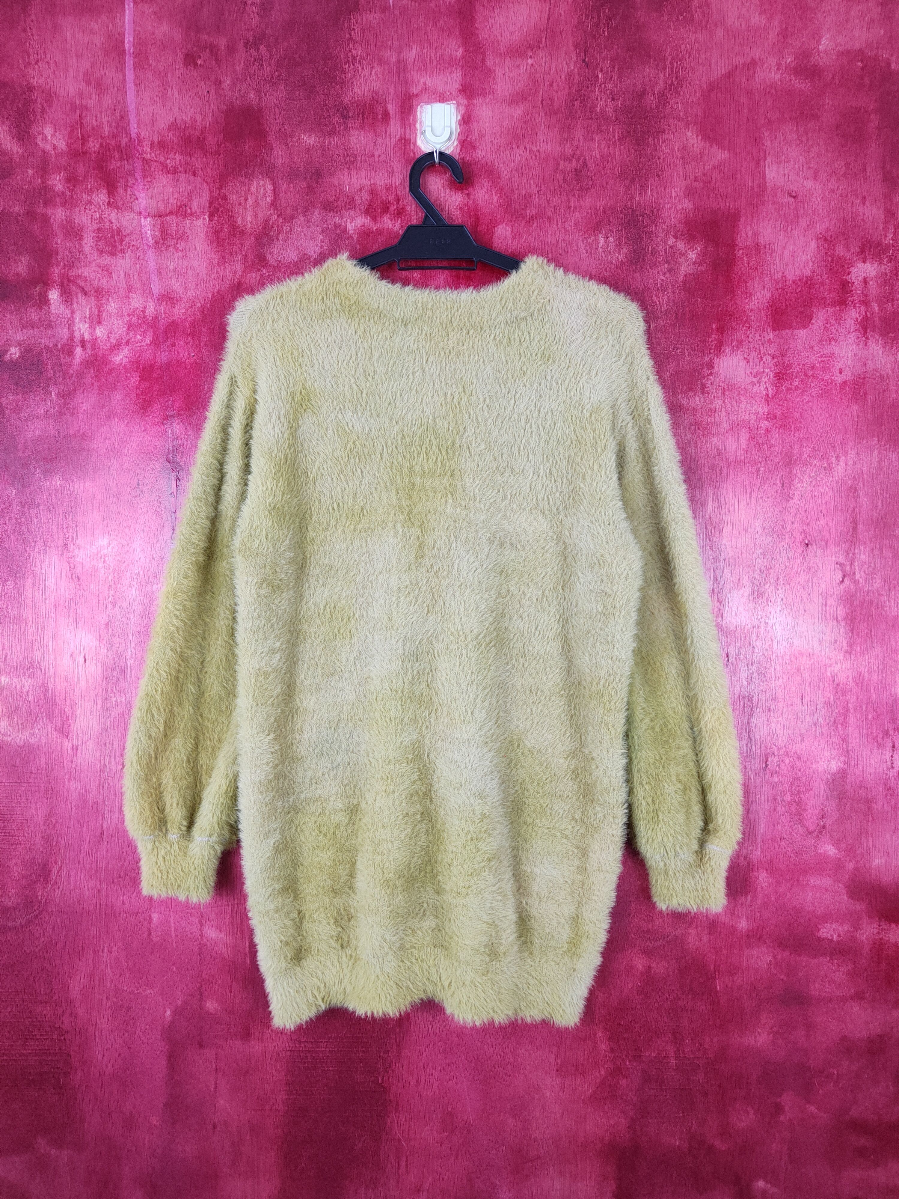 Aran Isles Knitwear Igni Yellow Cardigan fur mohair shag shaggy knitwear #S363 Size M / US 6-8 / IT 42-44 - 5 Thumbnail