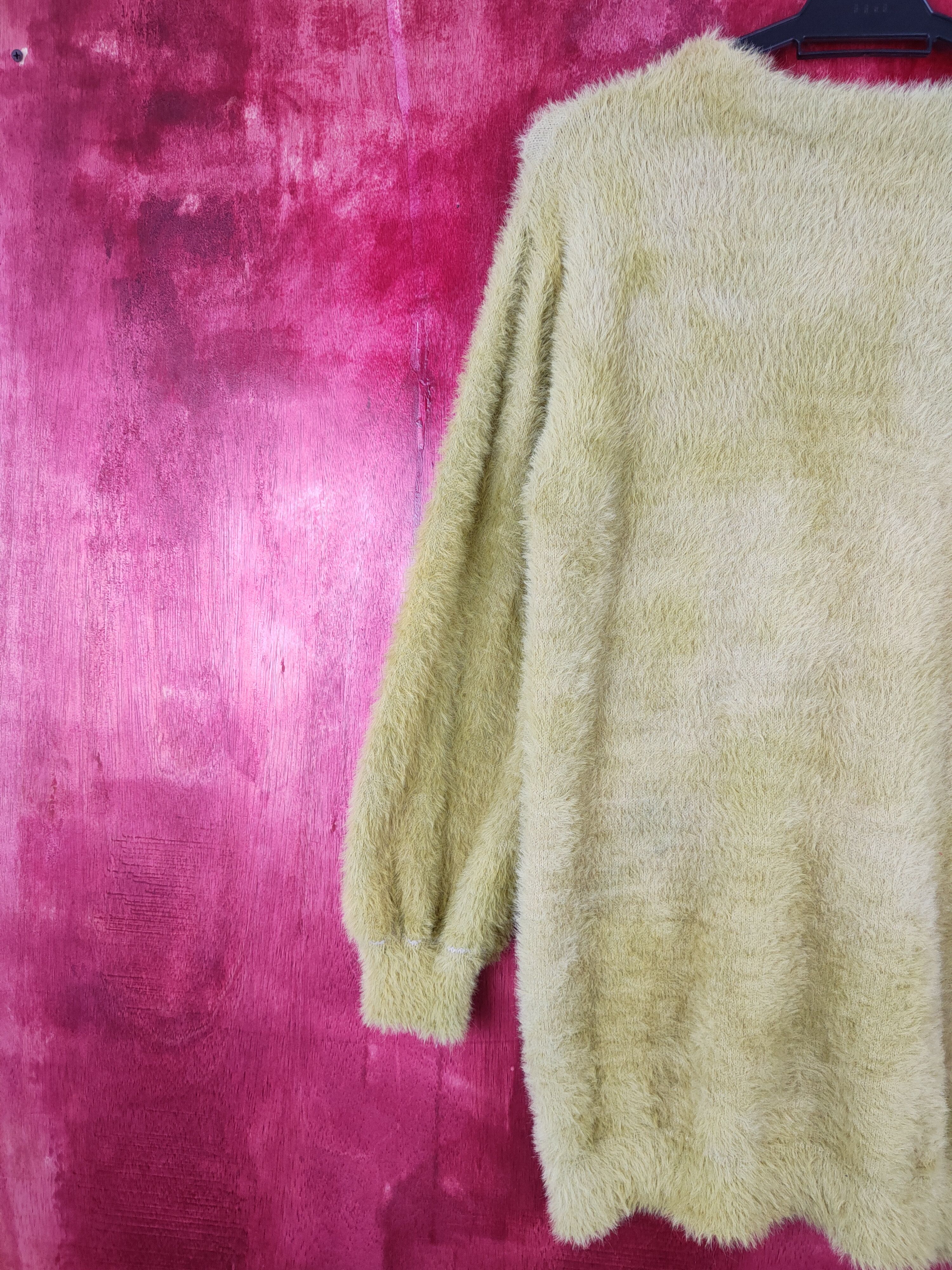 Aran Isles Knitwear Igni Yellow Cardigan fur mohair shag shaggy knitwear #S363 Size M / US 6-8 / IT 42-44 - 6 Thumbnail