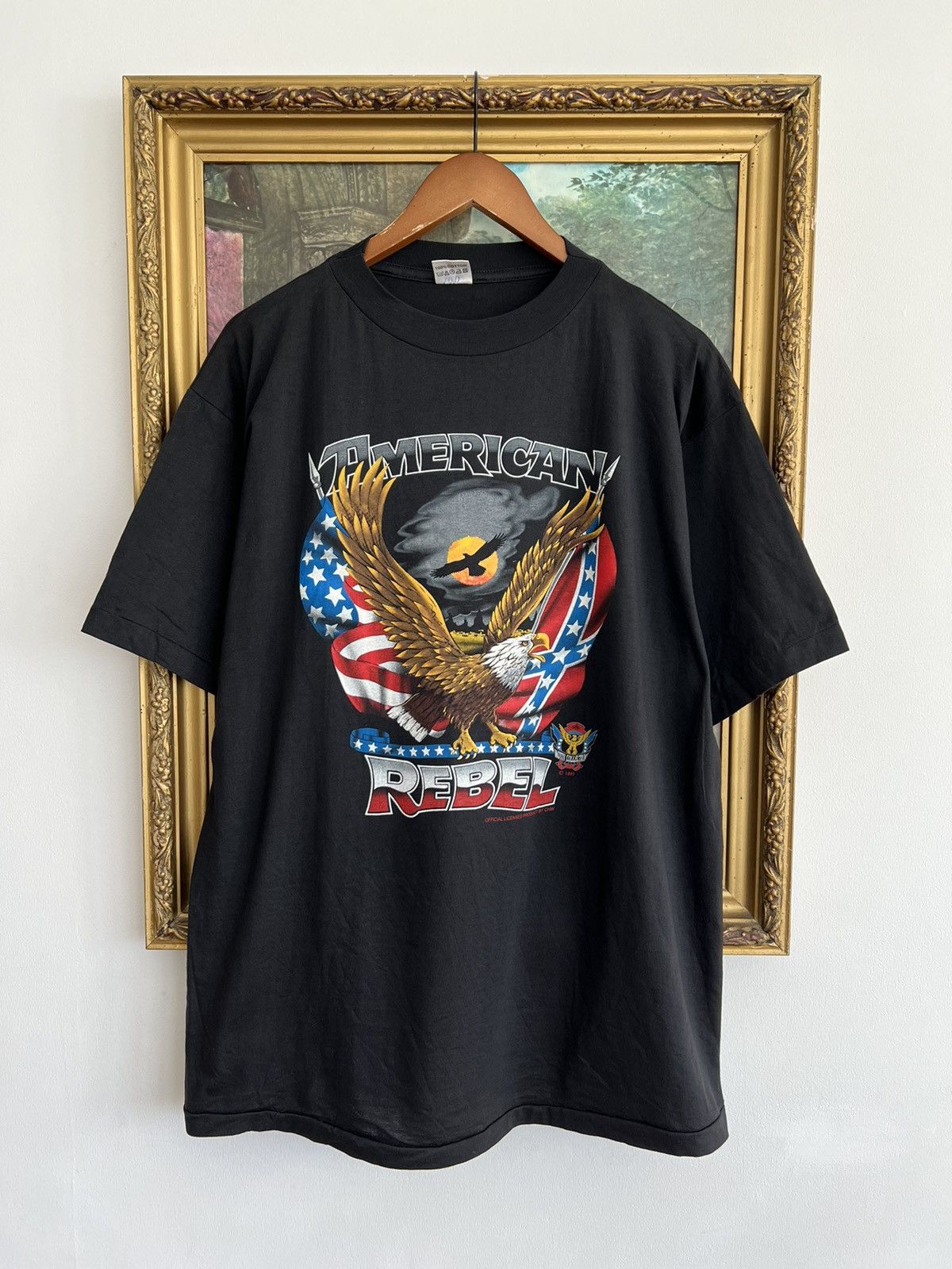 Vintage Vintage 1991 American Rebel Eagle Harley Davidson Black Tee ...