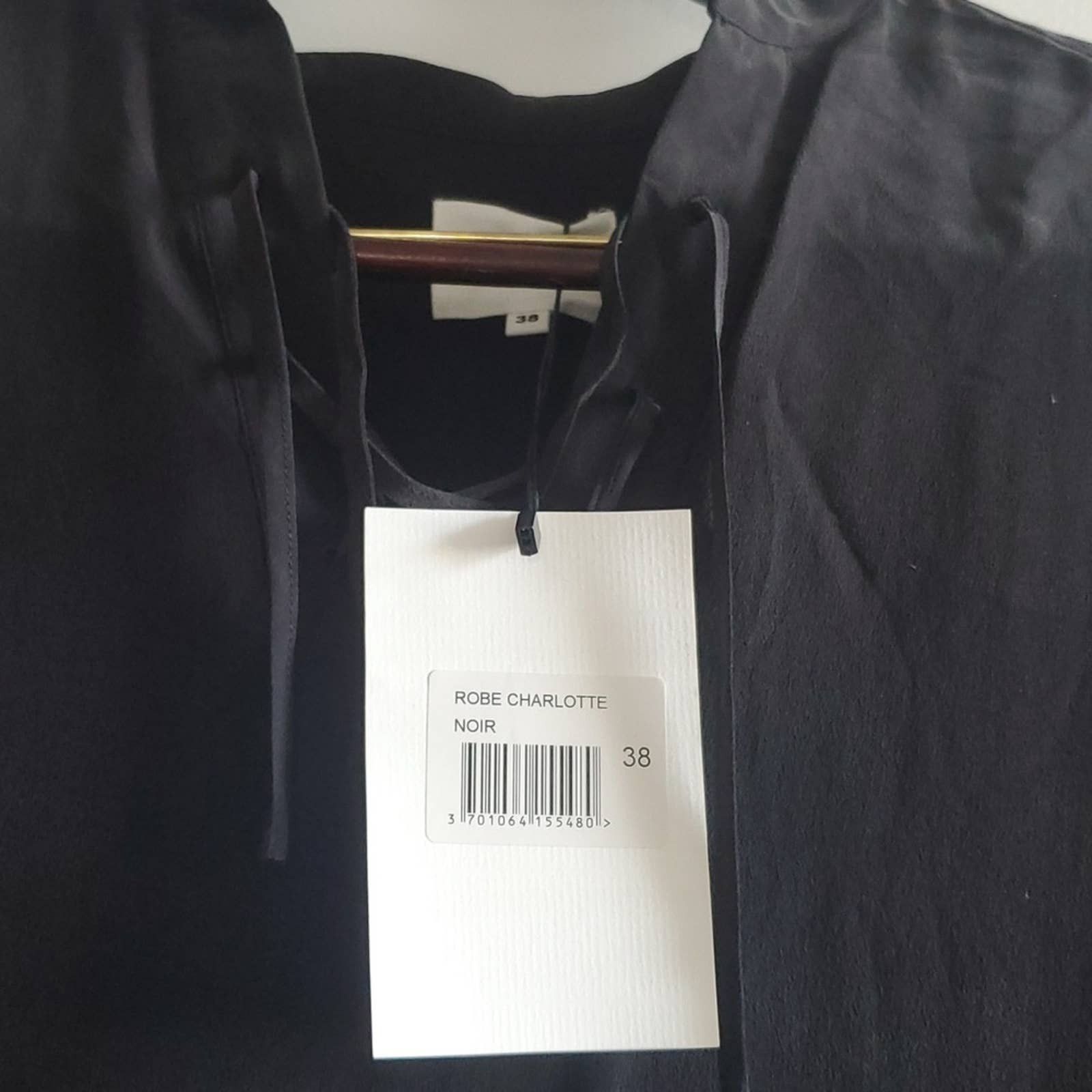 NWT Sezane Size 38 Robe Charlotte Silk black dress