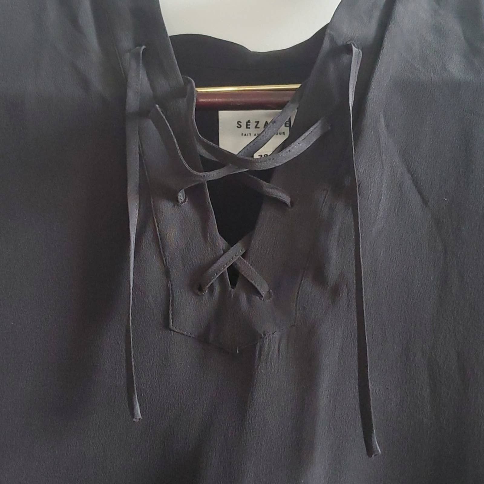 NWT Sezane Size 38 Robe Charlotte Silk black dress