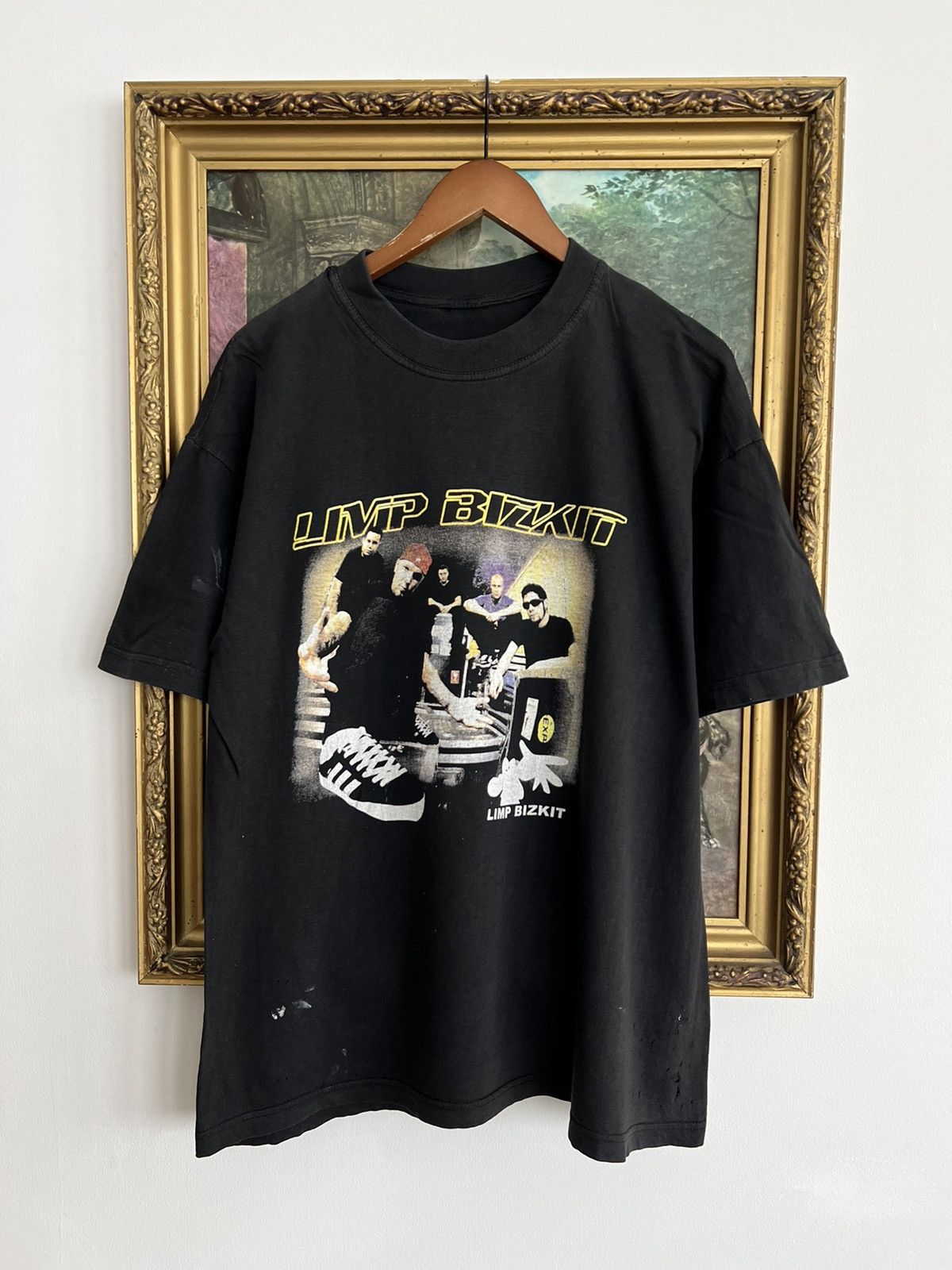 image of Band Tees x Rock T Shirt Vintage 90's Limp Bizkit Thrashed Black Tee, Men's (Size XL)