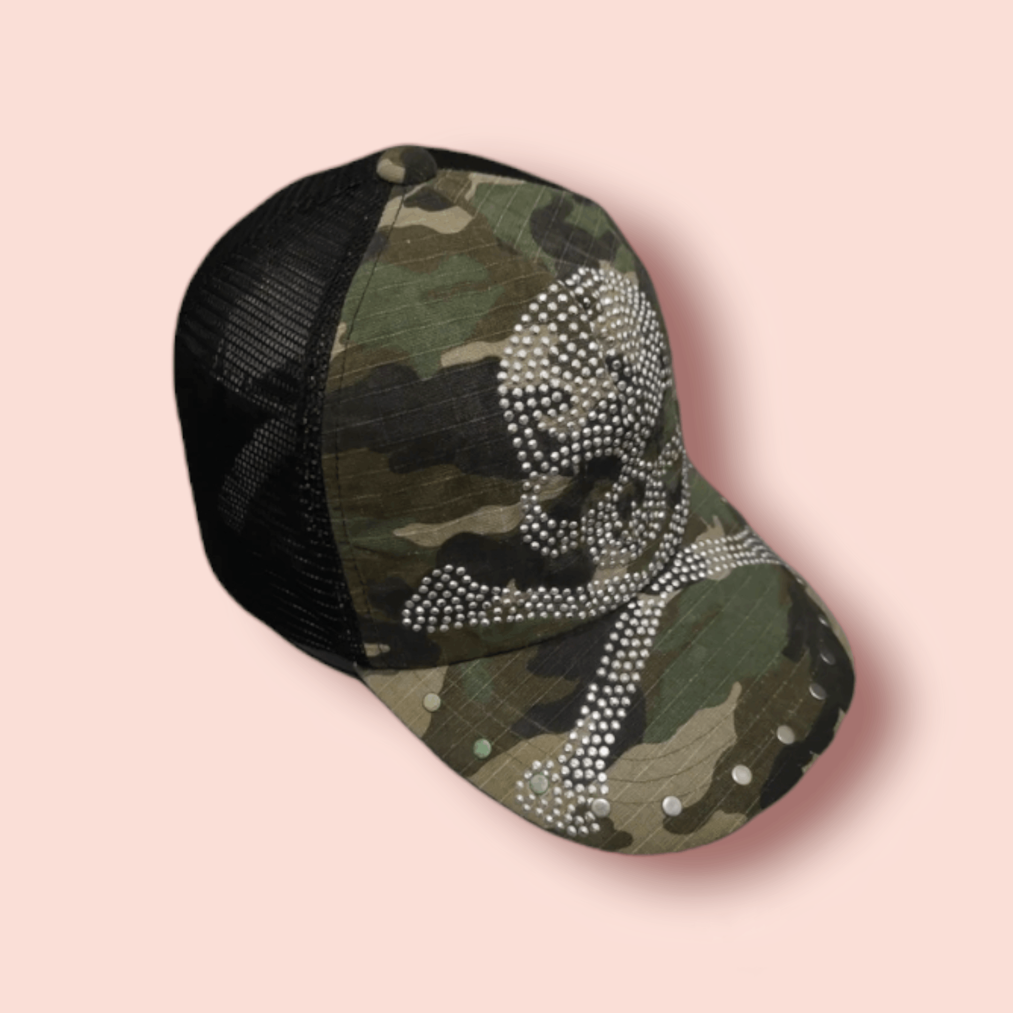 Seditionaries STUDDED SKULL & BONES CAMO TRUCKER SNAPBACK Size ONE SIZE - 4 Thumbnail