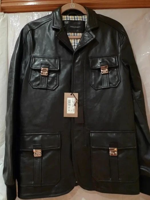 image of Dsquared2 Black Men's Leather Jacket Italy Size 48 / Us M