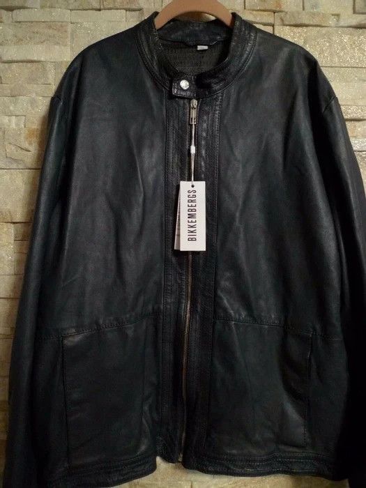 DIRK BIKKEMBERGS LUXURY MEN'S NAVY LEATHER JACKET ITALY