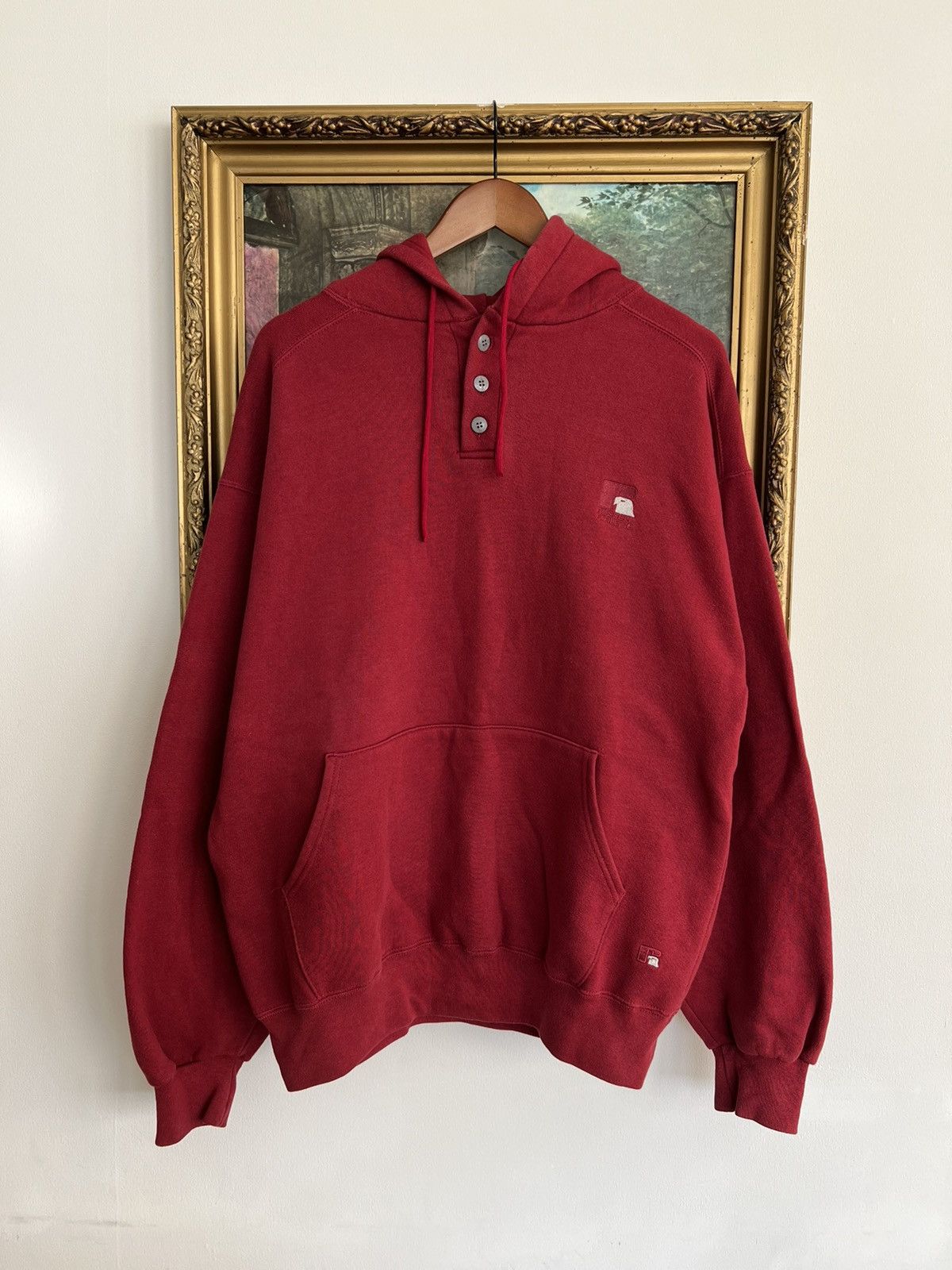 Russell Athletic Vintage 90s Russell Athletic Made in USA Burgandy Hoodie Size US L / EU 52-54 / 3 - 1 Thumbnail