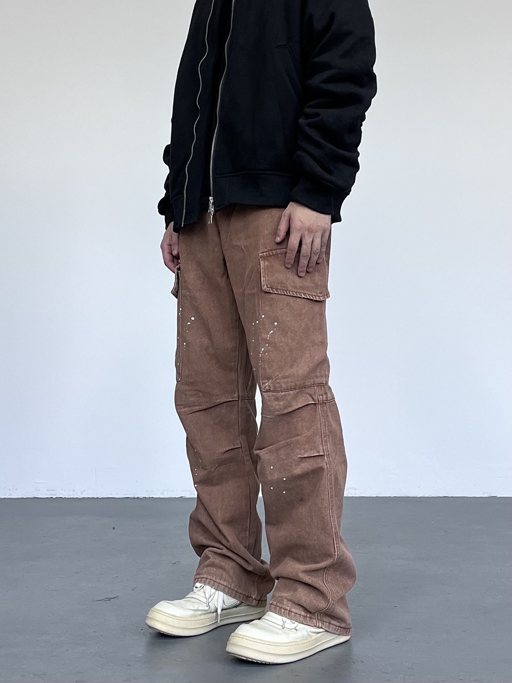 faded flared paint cargo pants